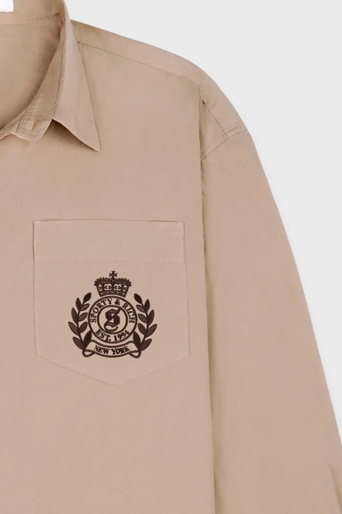 Womens Sporty & Rich H&W Crest Oversized Shirt - Light tan