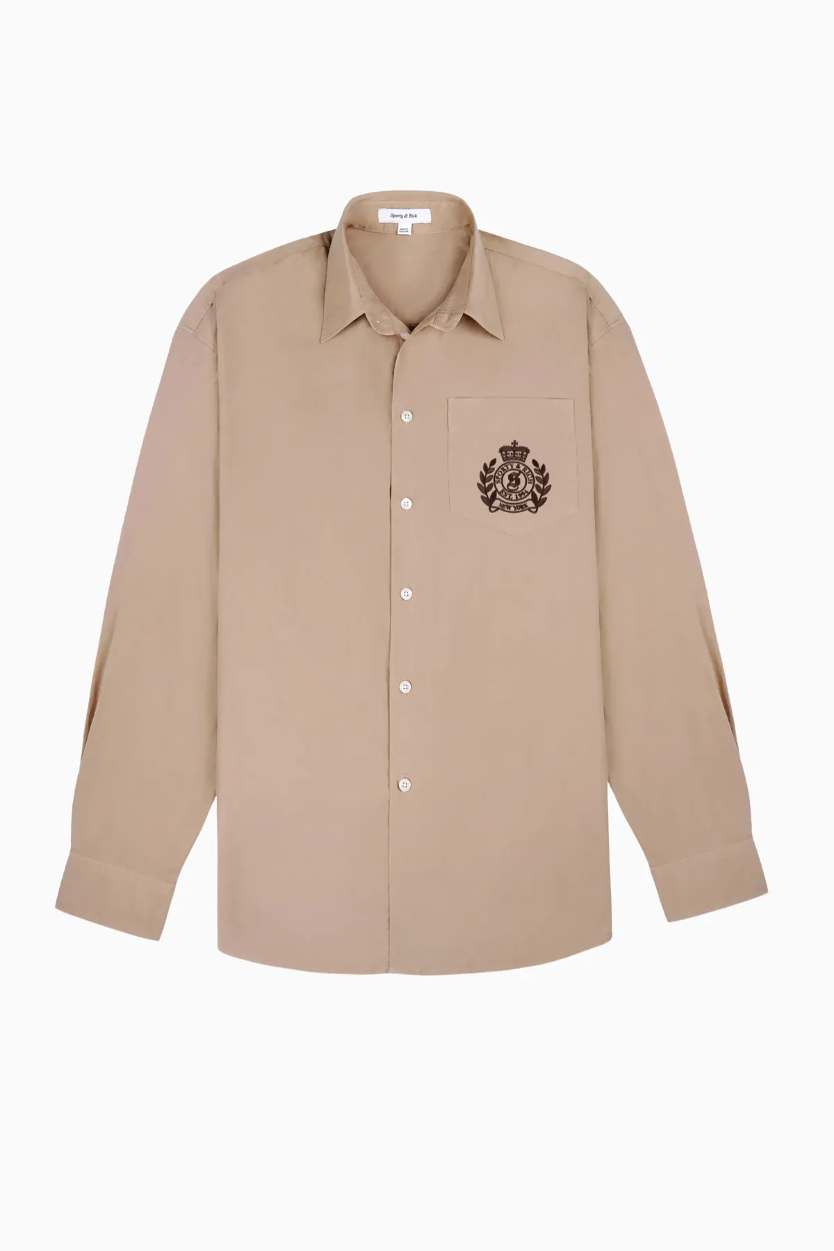 Womens Sporty & Rich H&W Crest Oversized Shirt - Light tan