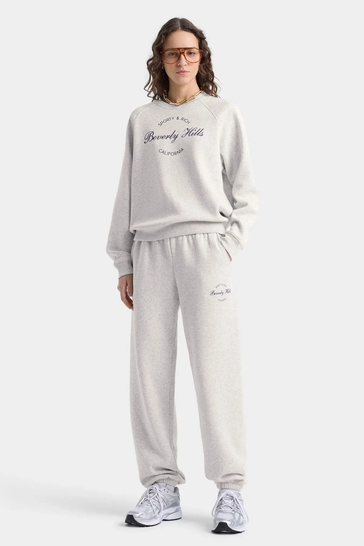 Womens Sporty & Rich Sporty & Rich Beverly Script Sweatpant - Heather Grey