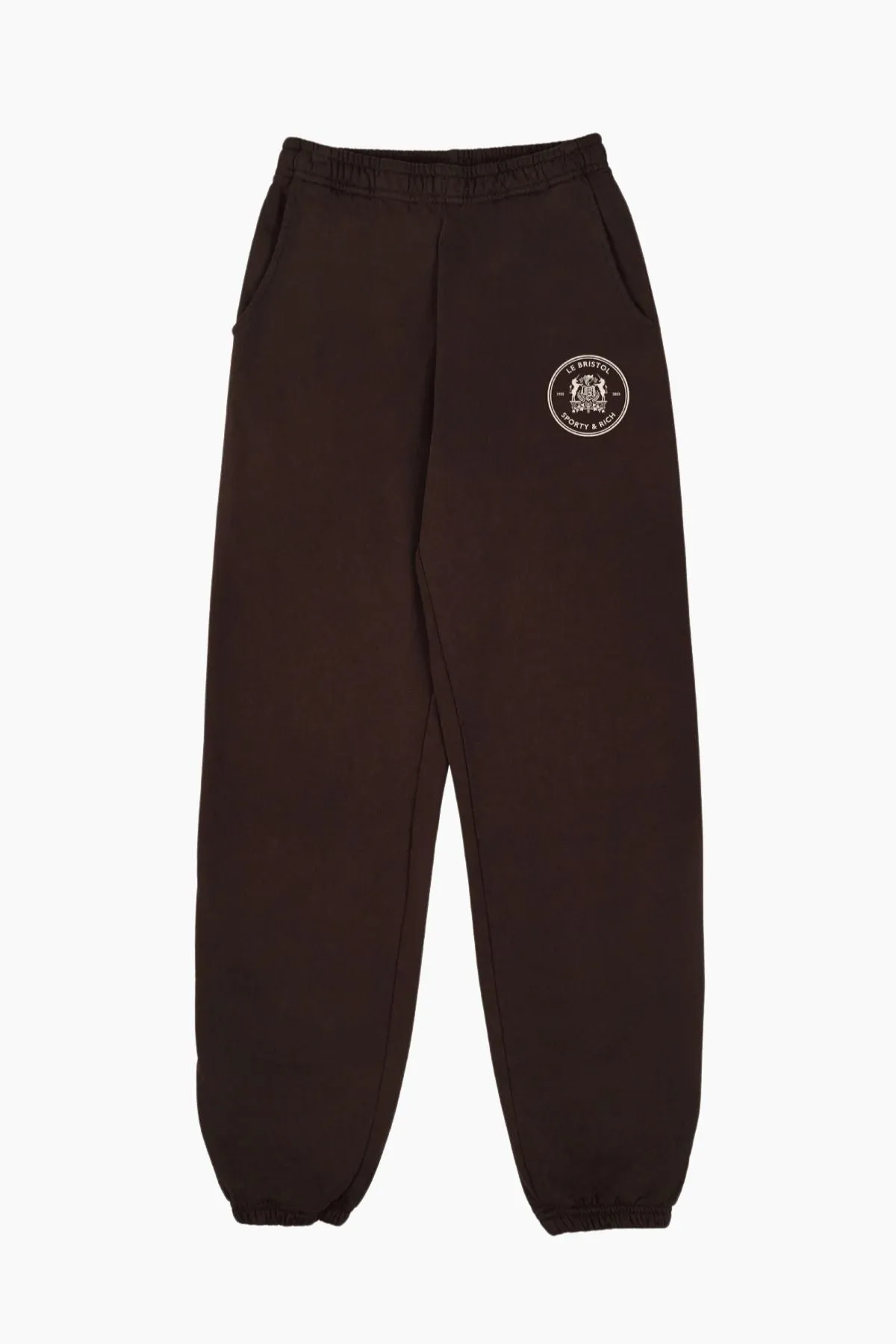 Womens Sporty & Rich Sporty & Rich Bristol Crest 100th Sweatpant - Chocolate/ Cream