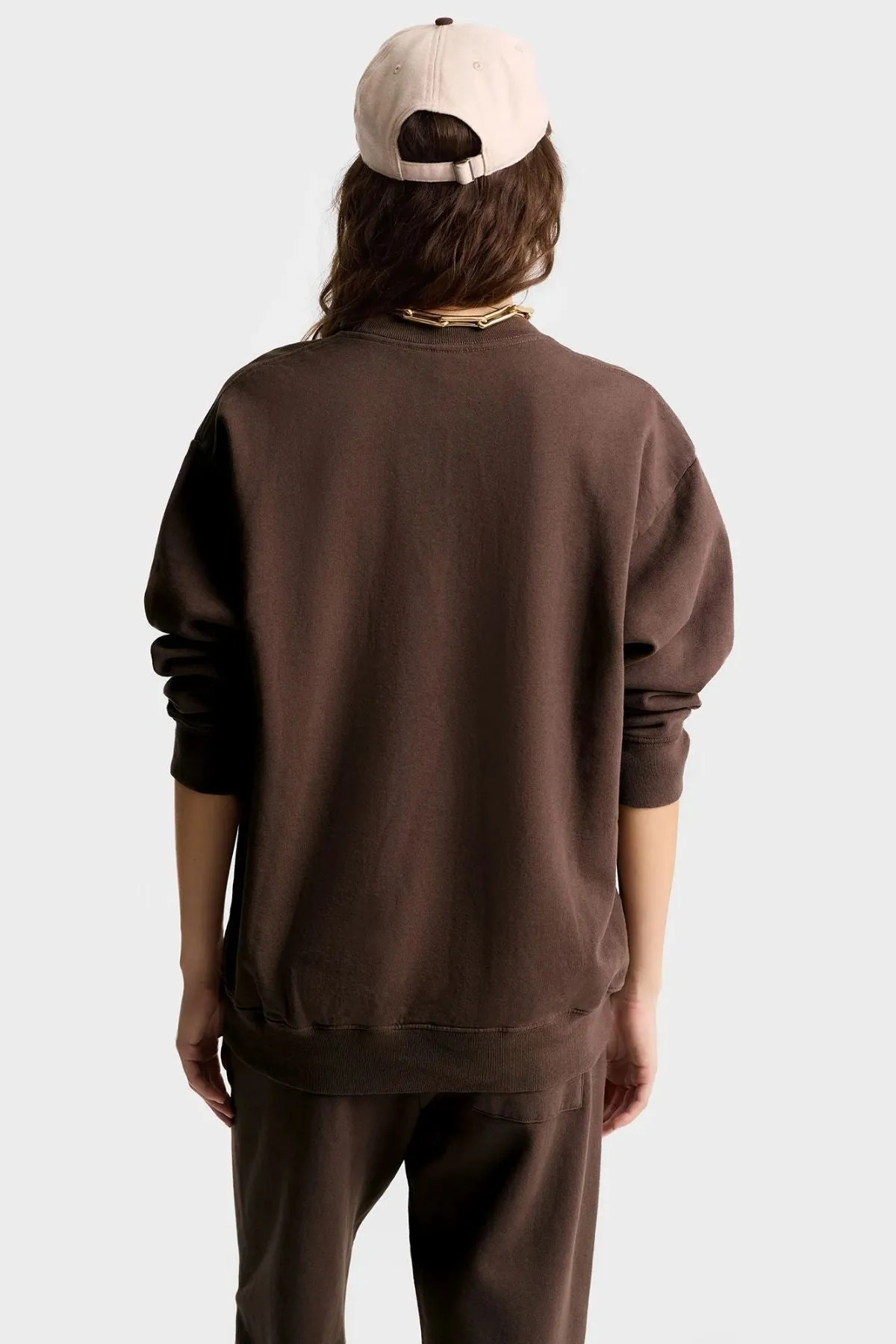 Womens Sporty & Rich Sporty & Rich Bristol Crest 100th Sweatshirt - Chocolate/ Cream