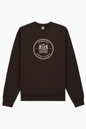 Womens Sporty & Rich Sporty & Rich Bristol Crest 100th Sweatshirt - Chocolate/ Cream