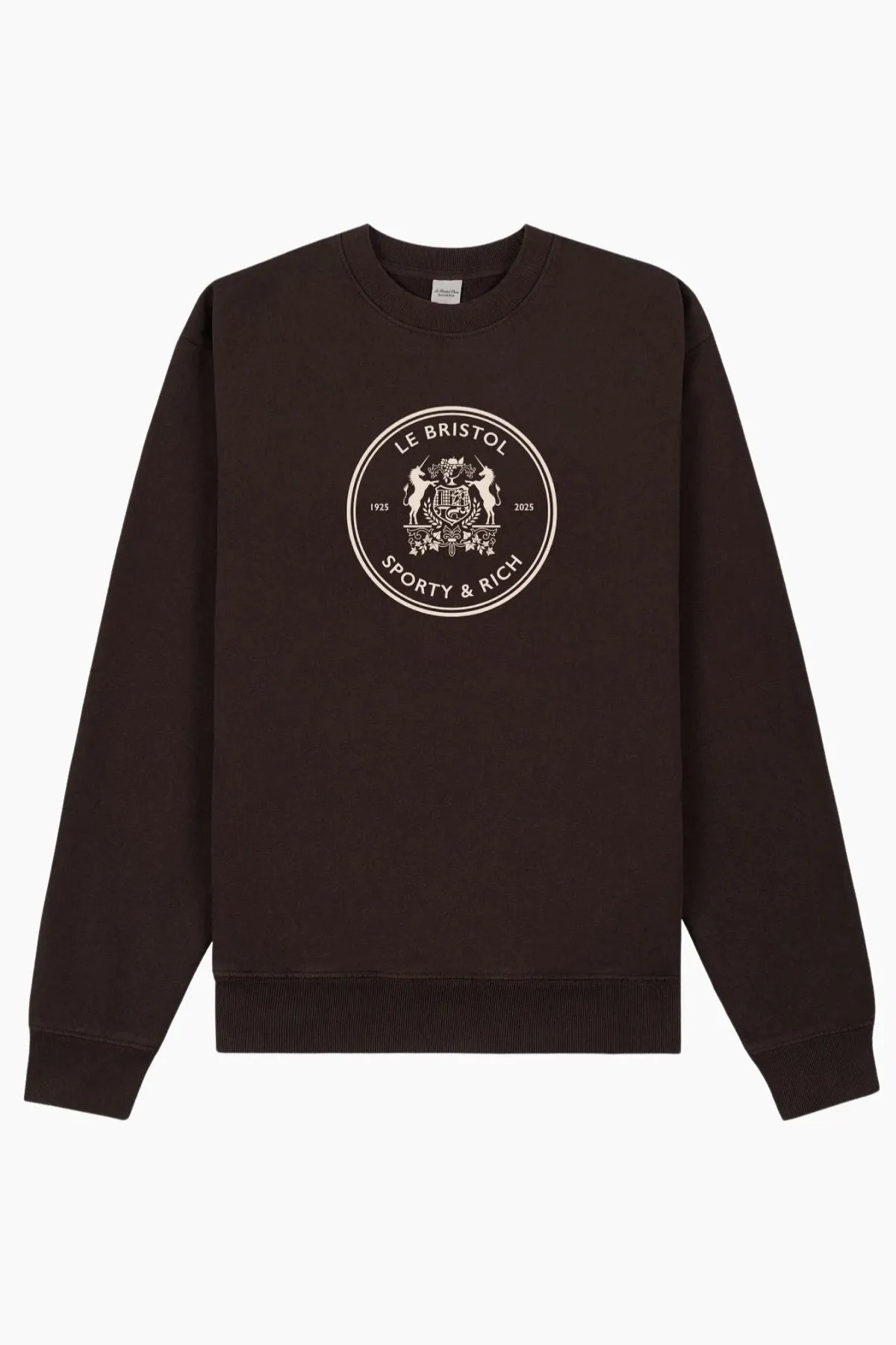 Womens Sporty & Rich Sporty & Rich Bristol Crest 100th Sweatshirt - Chocolate/ Cream