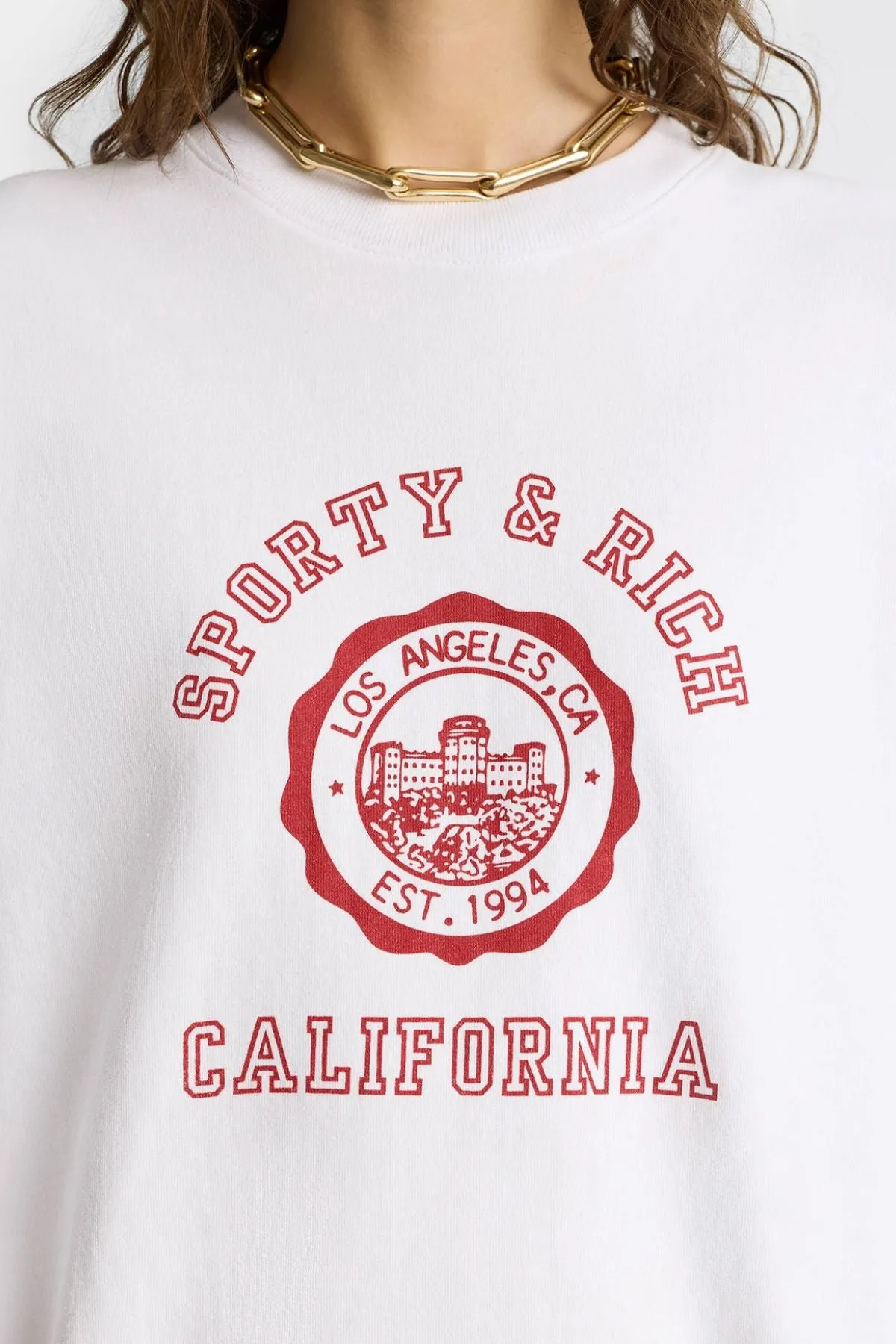 Womens Sporty & Rich Sporty & Rich California Emblem Crewneck - White
