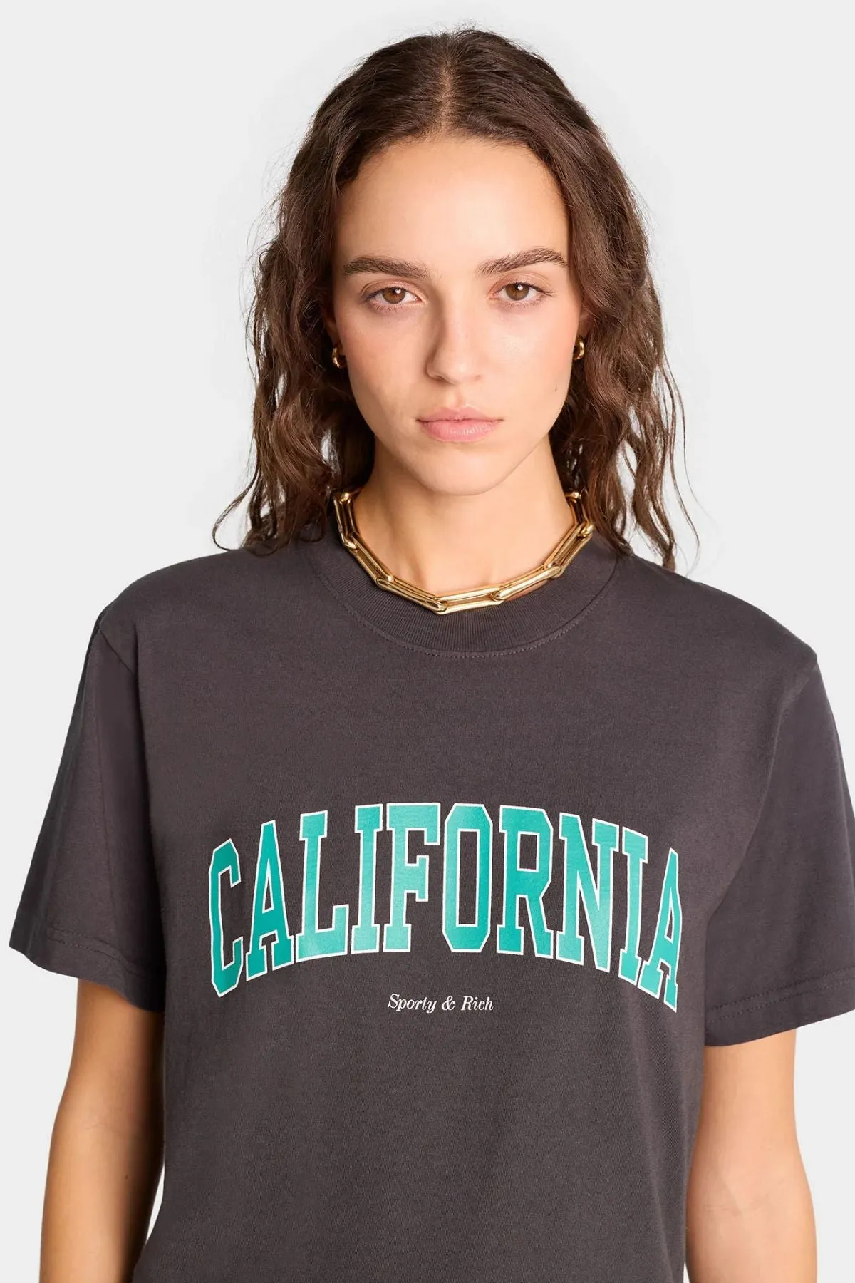 Womens Sporty & Rich Sporty & Rich California T-Shirt - Faded Black/ Spring Green