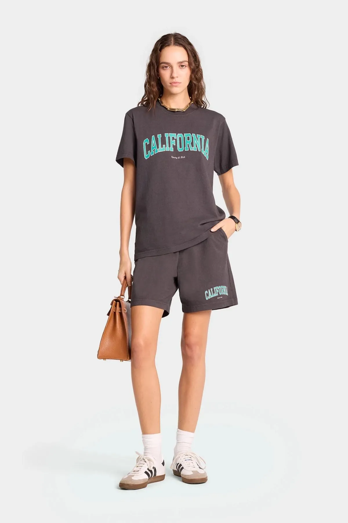 Womens Sporty & Rich Sporty & Rich California T-Shirt - Faded Black/ Spring Green