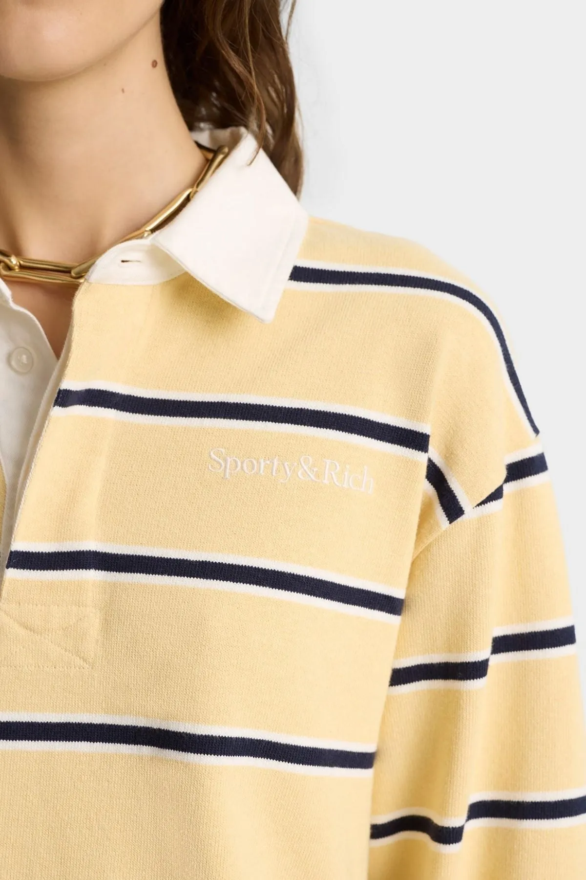 Womens Sporty & Rich Sporty & Rich Cropped Rugby Polo - Almond