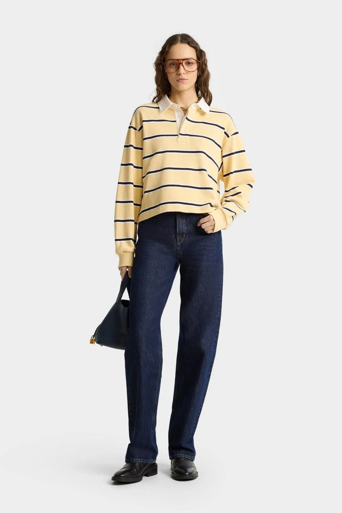 Womens Sporty & Rich Sporty & Rich Cropped Rugby Polo - Almond