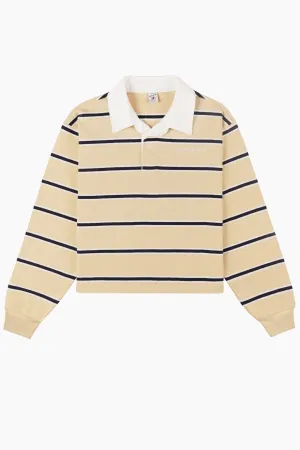 Womens Sporty & Rich Sporty & Rich Cropped Rugby Polo - Almond