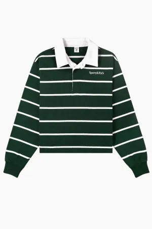 Womens Sporty & Rich Sporty & Rich Cropped Rugby Polo - Forest/White
