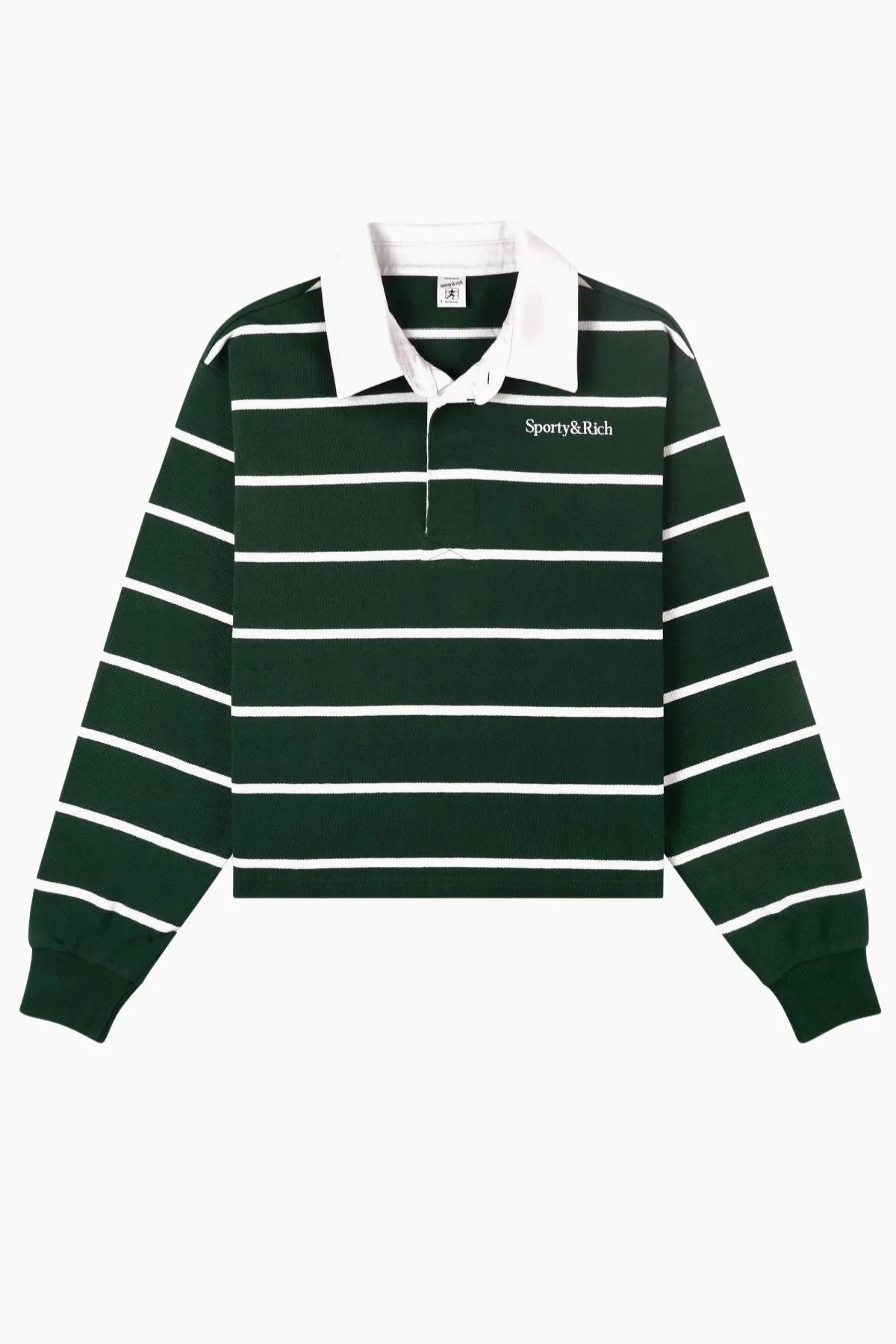 Womens Sporty & Rich Sporty & Rich Cropped Rugby Polo - Forest/White