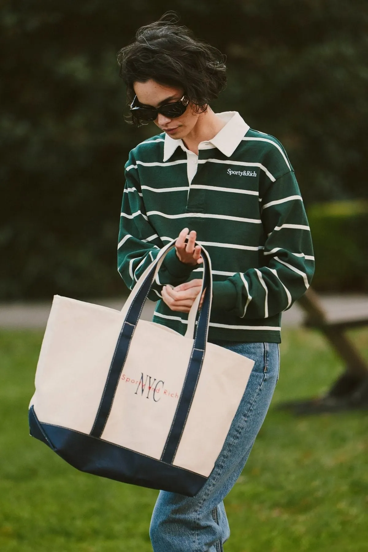 Womens Sporty & Rich Sporty & Rich Cropped Rugby Polo - Forest/White