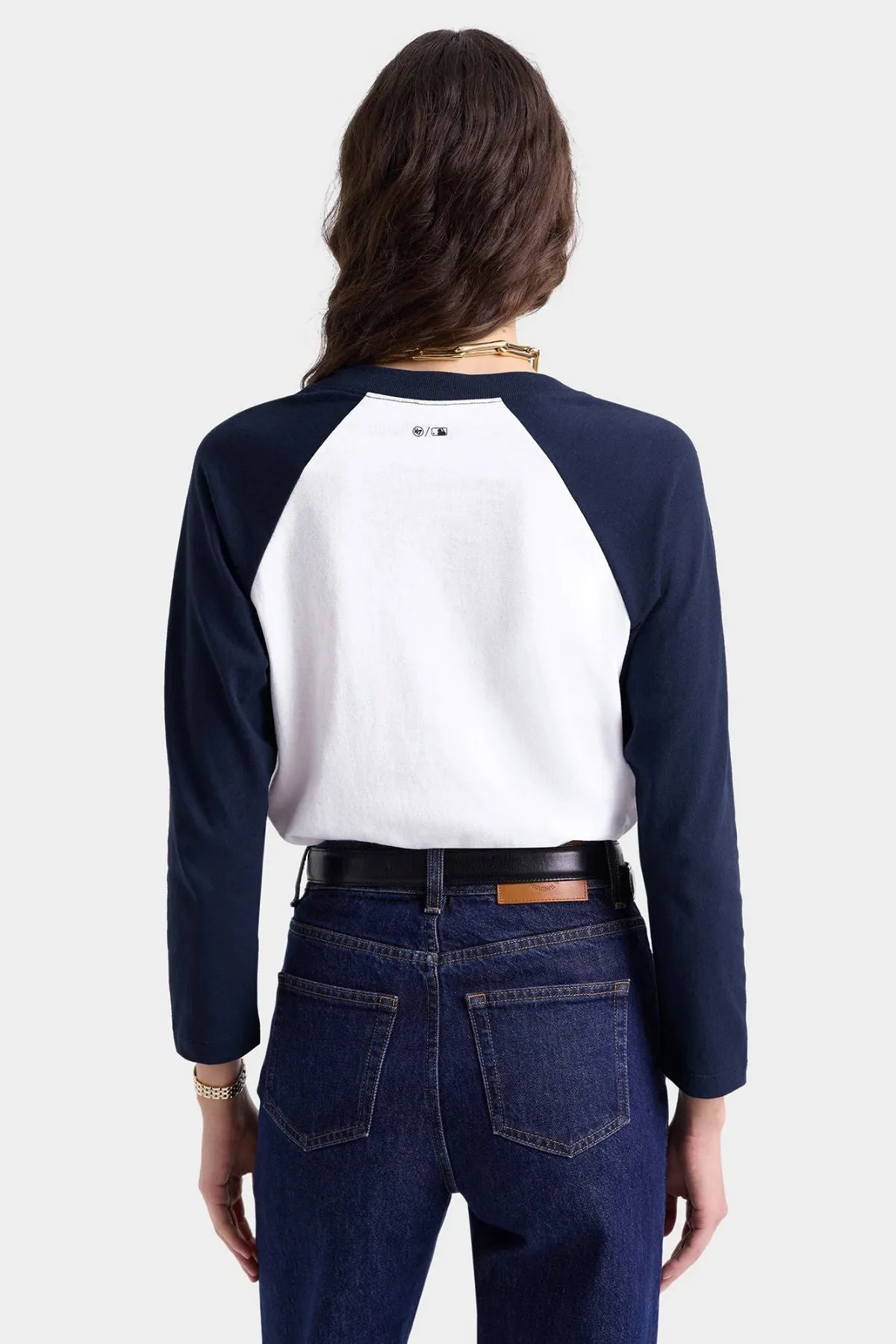 Womens Sporty & Rich Sporty & Rich Dodgers Baseball Tee - White/ Dark Navy