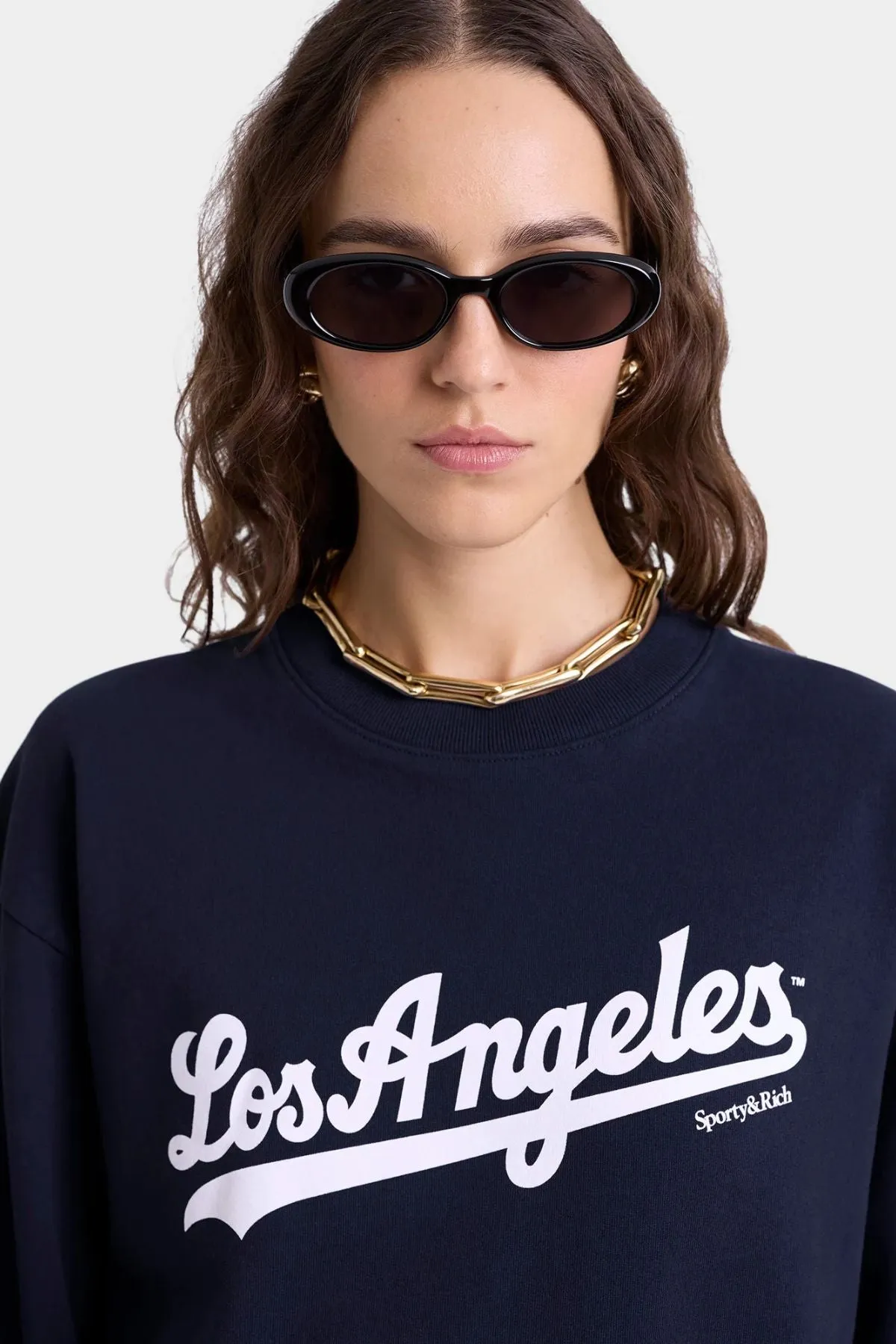 Womens Sporty & Rich Sporty & Rich Dodgers Crewneck - Dark Navy