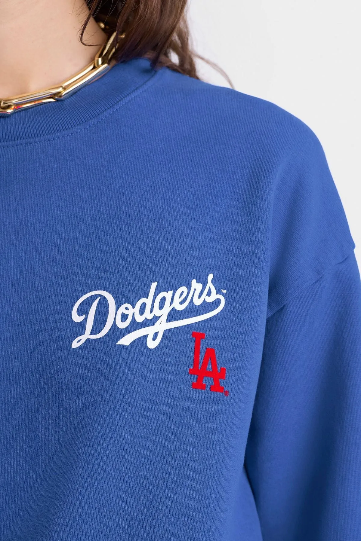 Womens Sporty & Rich Sporty & Rich Dodgers Serif Crewneck - Team Blue