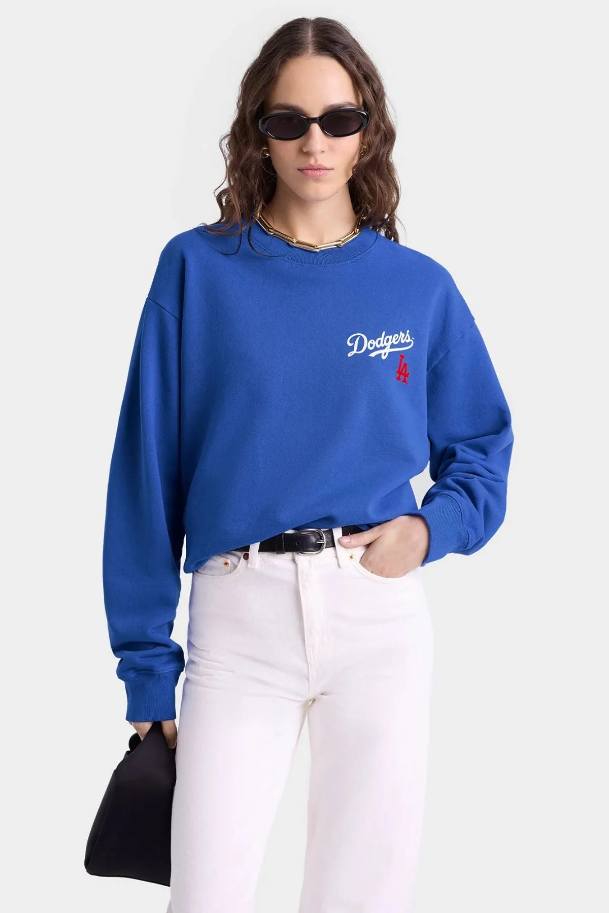 Womens Sporty & Rich Sporty & Rich Dodgers Serif Crewneck - Team Blue