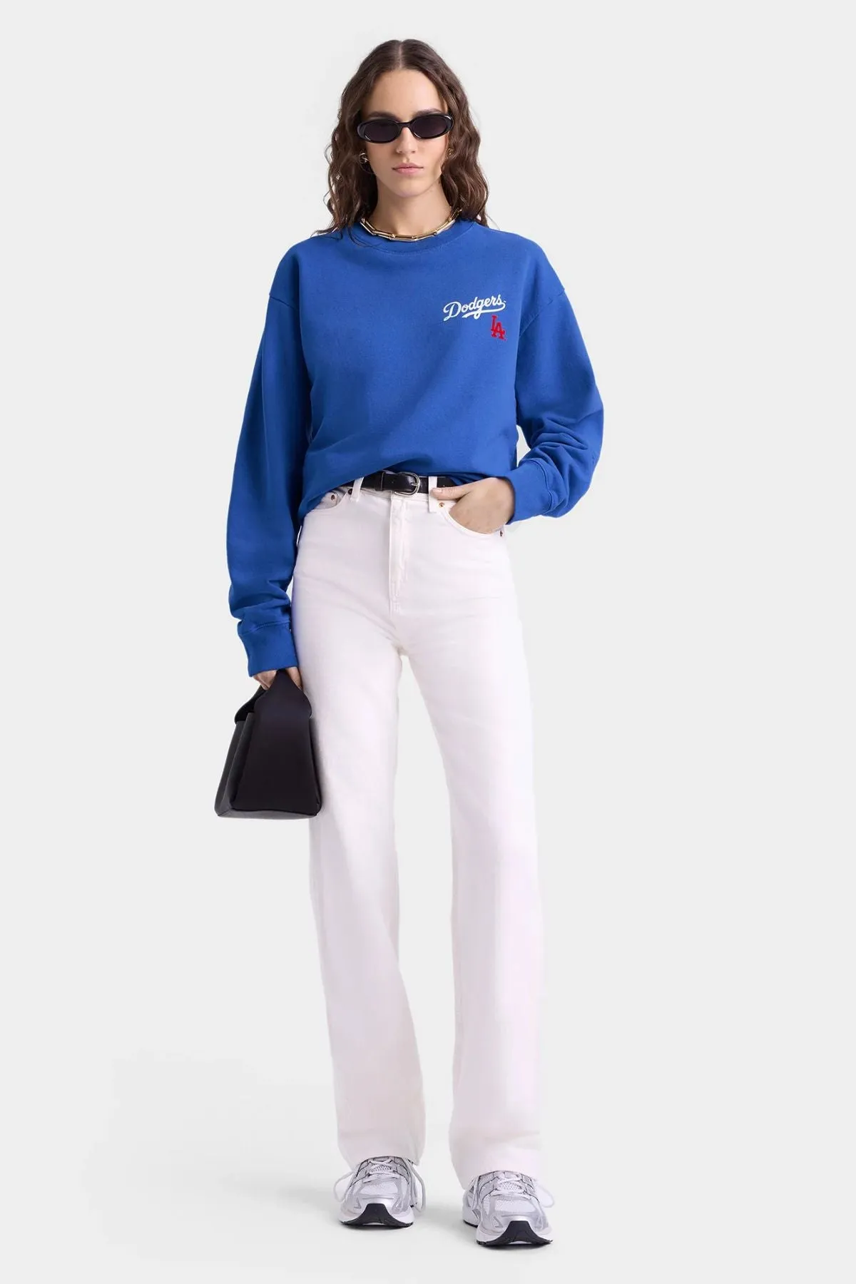 Womens Sporty & Rich Sporty & Rich Dodgers Serif Crewneck - Team Blue