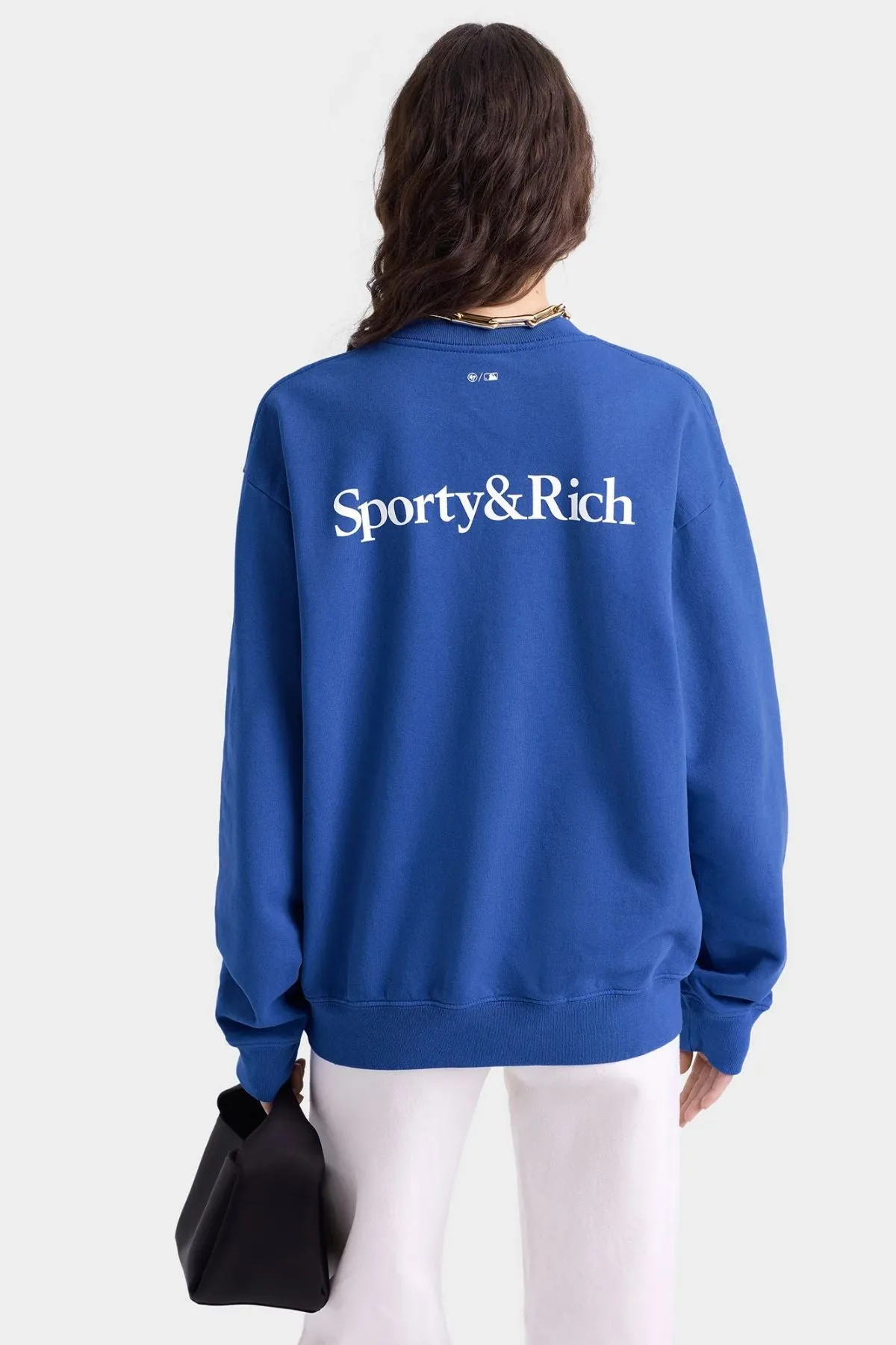 Womens Sporty & Rich Sporty & Rich Dodgers Serif Crewneck - Team Blue