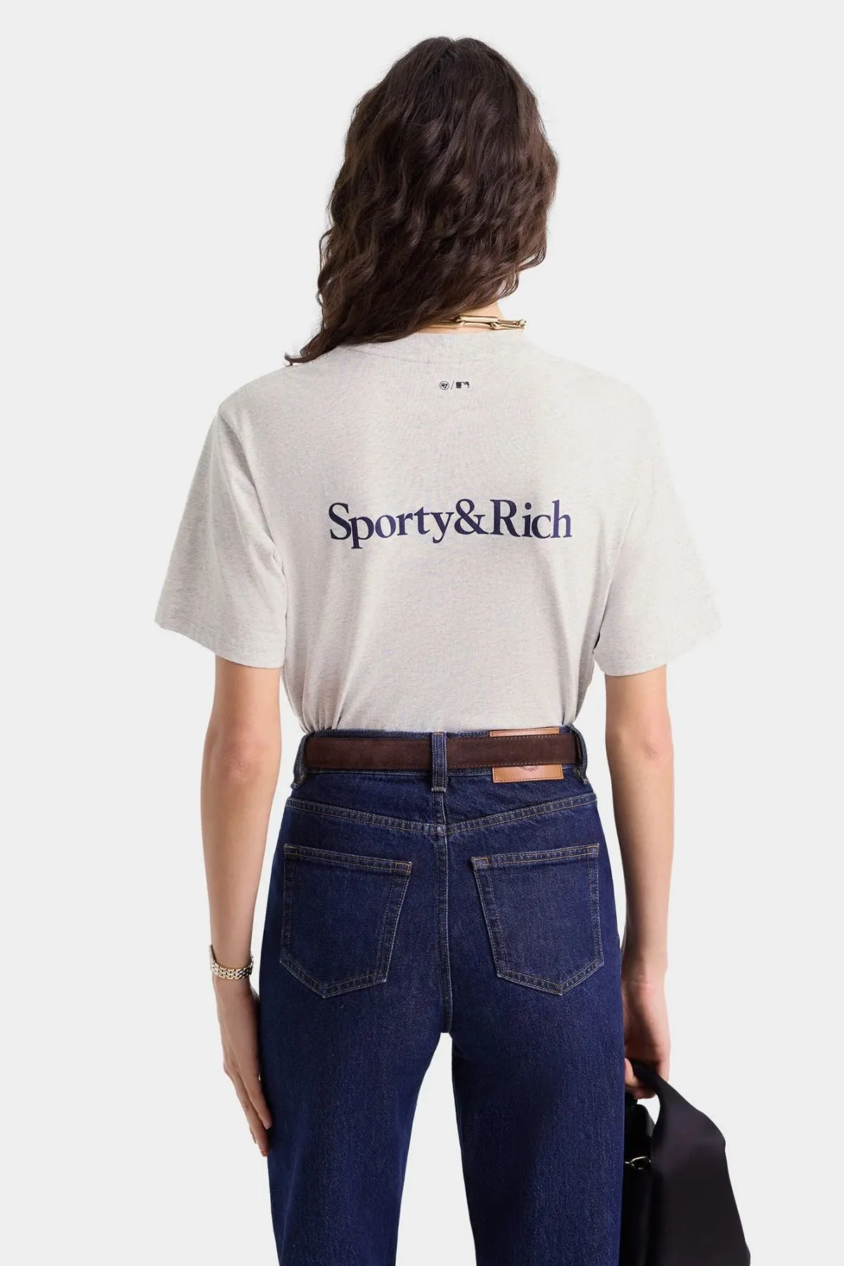 Womens Sporty & Rich Sporty & Rich Dodgers Serif T-Shirt - Heather Grey