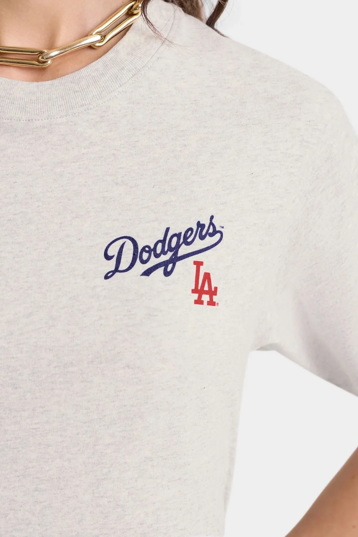Womens Sporty & Rich Sporty & Rich Dodgers Serif T-Shirt - Heather Grey
