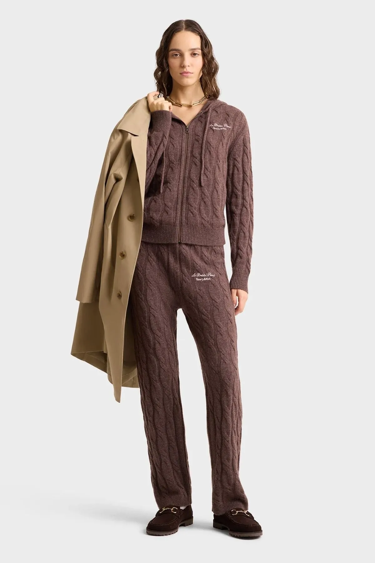 Womens Sporty & Rich Sporty & Rich Faubourg Cashmere Pants - Chocolate/ Cream