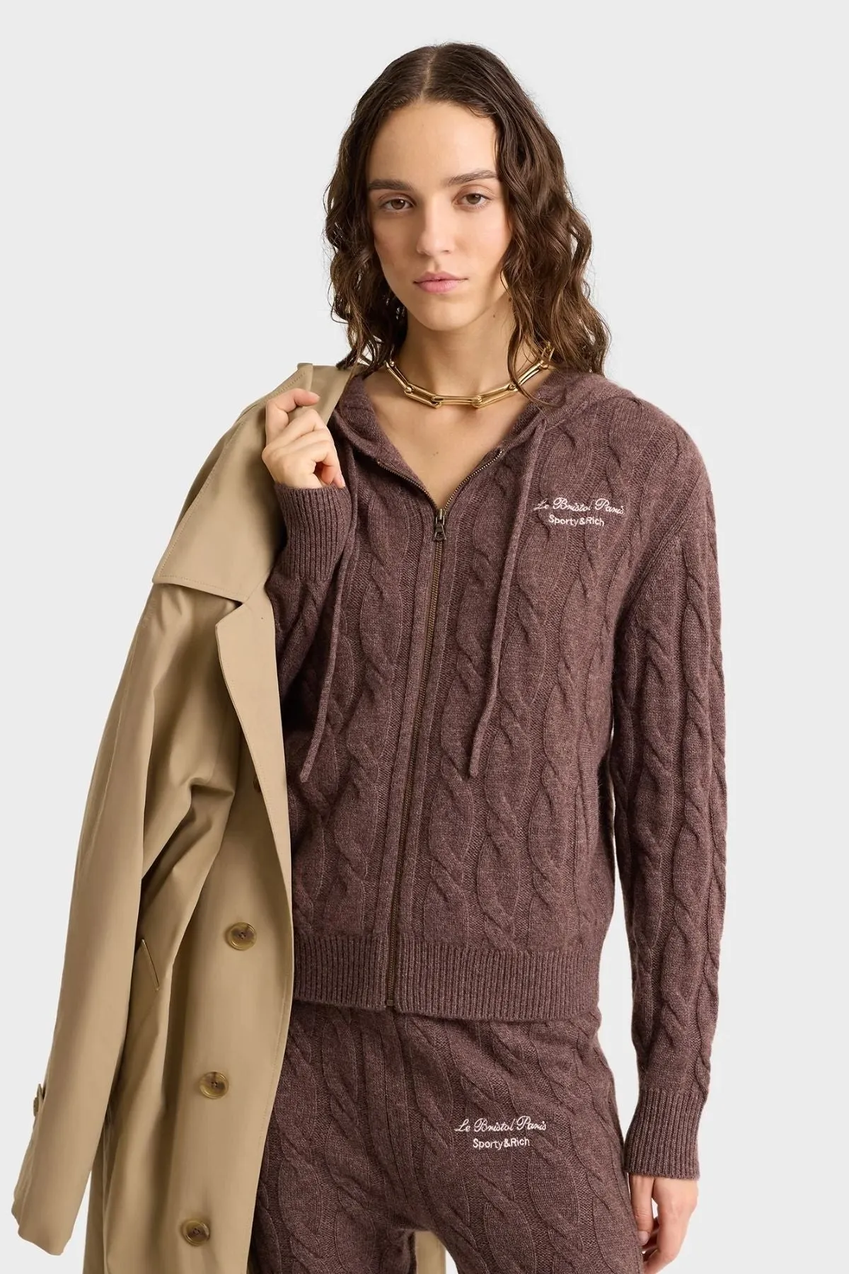 Womens Sporty & Rich Sporty & Rich Faubourg Cashmere Pants - Chocolate/ Cream