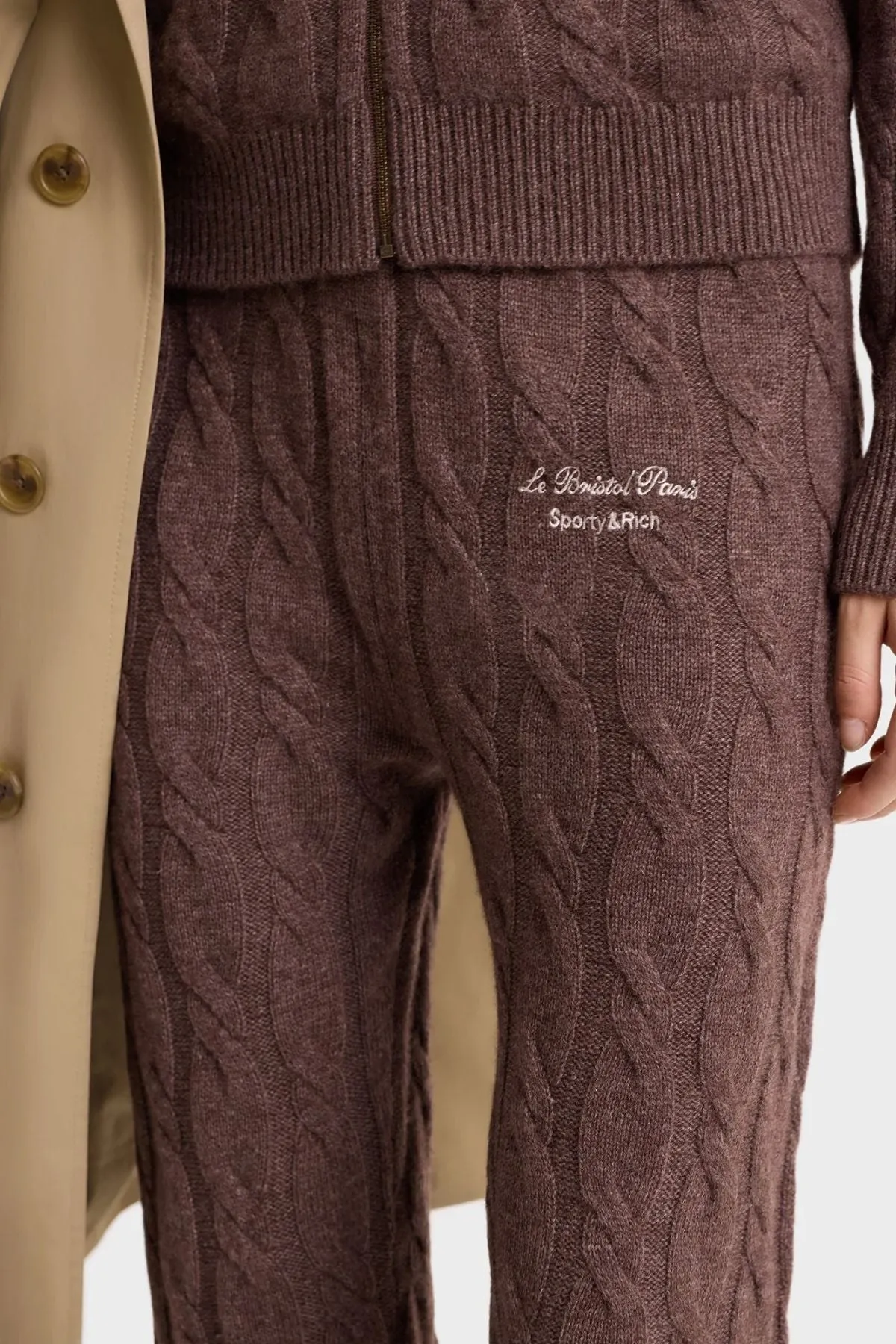 Womens Sporty & Rich Sporty & Rich Faubourg Cashmere Pants - Chocolate/ Cream