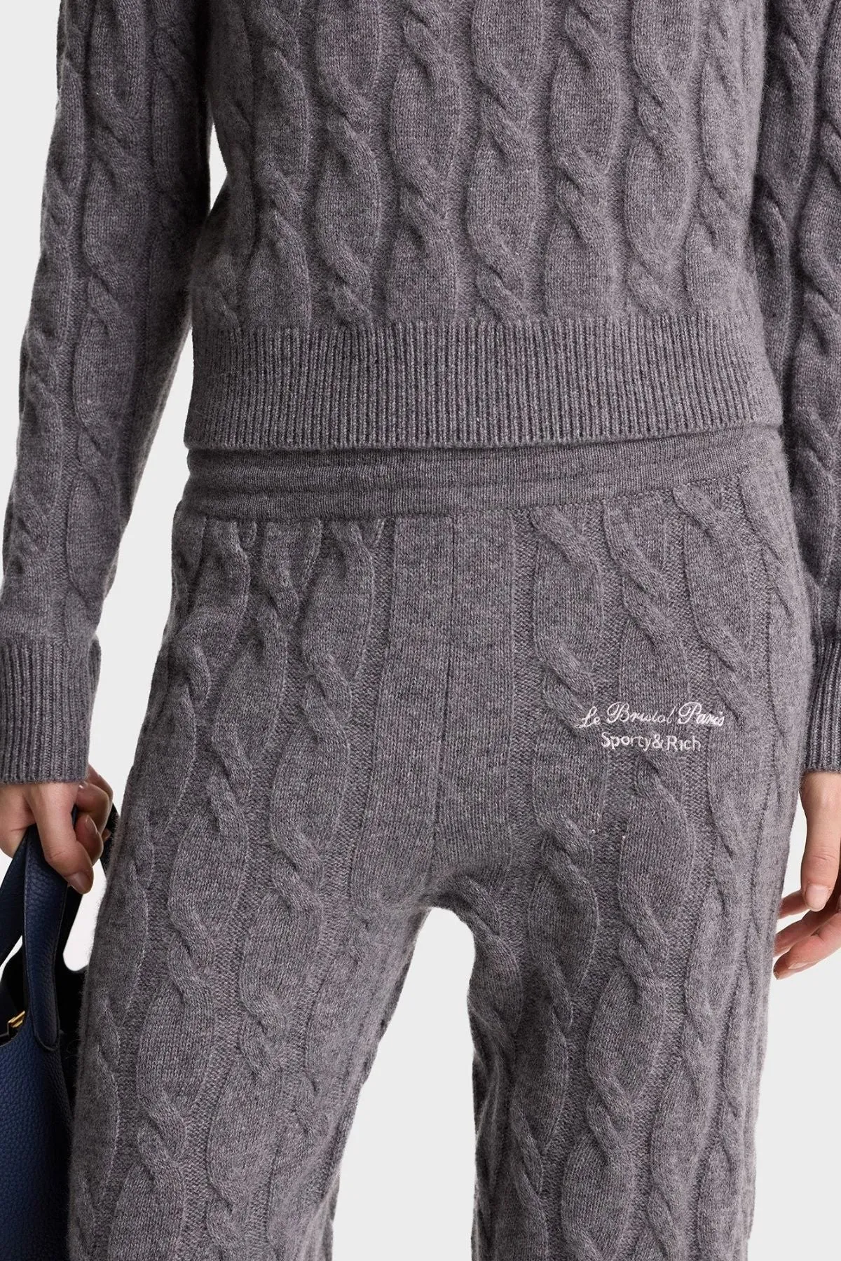 Womens Sporty & Rich Sporty & Rich Faubourg Cashmere Pants - Dark Grey/ White