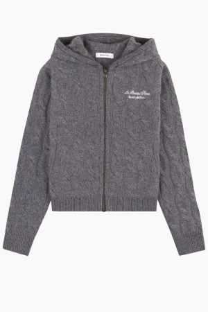 Womens Sporty & Rich Sporty & Rich Faubourg Cashmere Zip Hoodie - Dark Grey/ White
