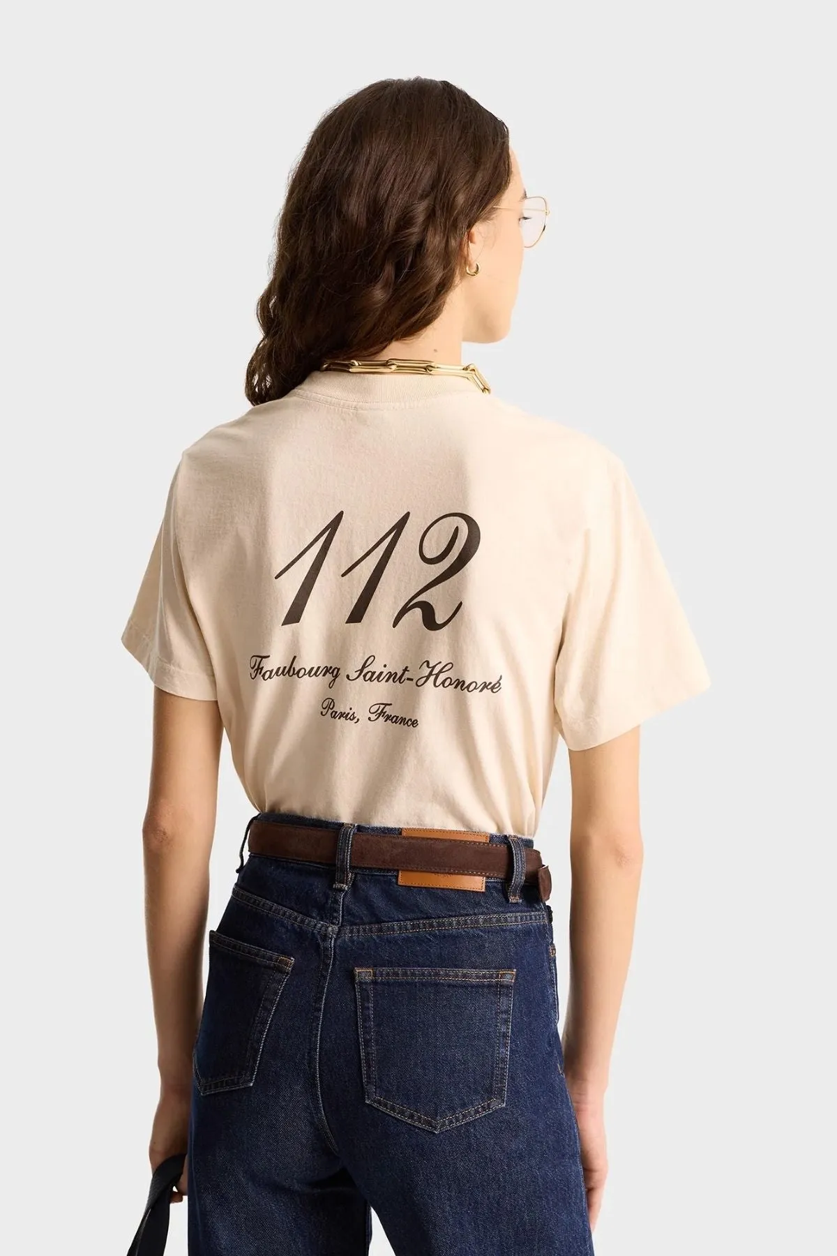Womens Sporty & Rich Sporty & Rich Faubourg T-Shirt - Cream/ Chocolate