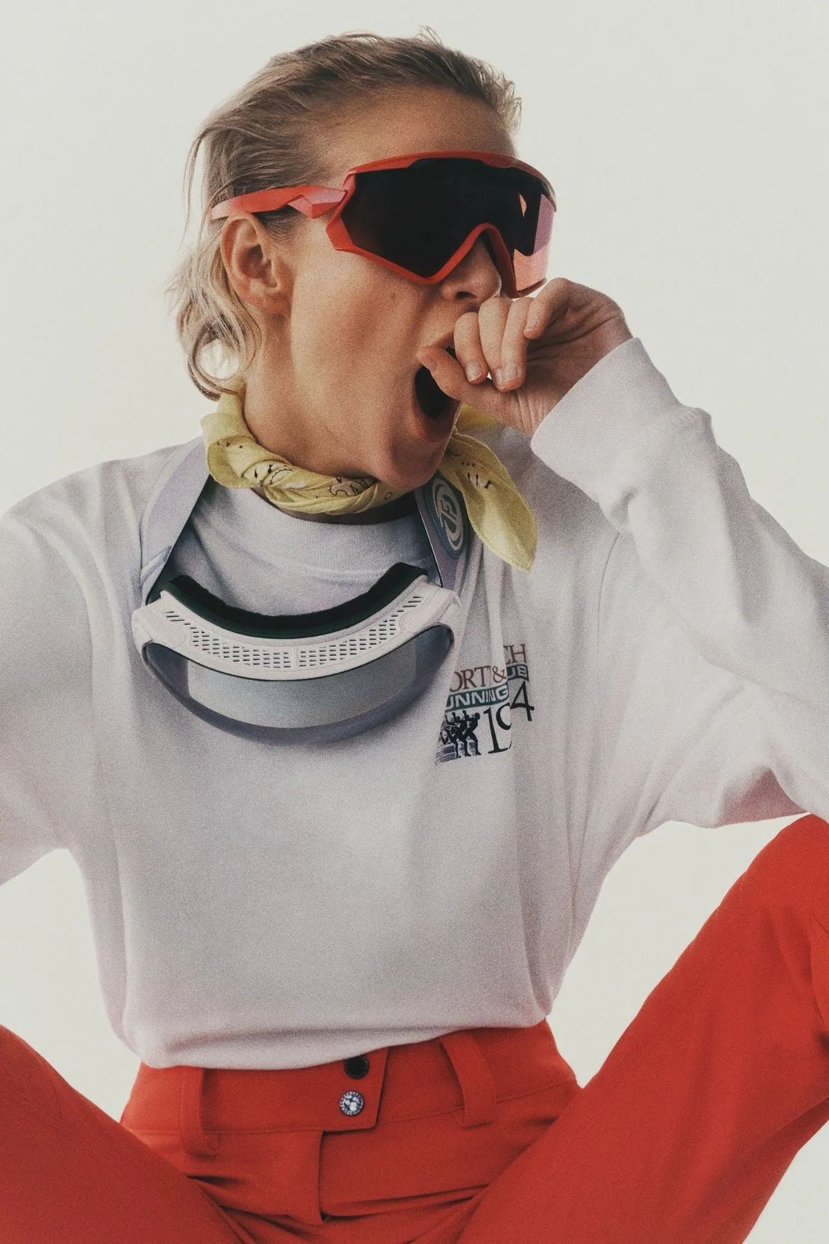 Womens Sporty & Rich Sporty & Rich Finish Line Long sleeve T-Shirt - White/ Red Alpine
