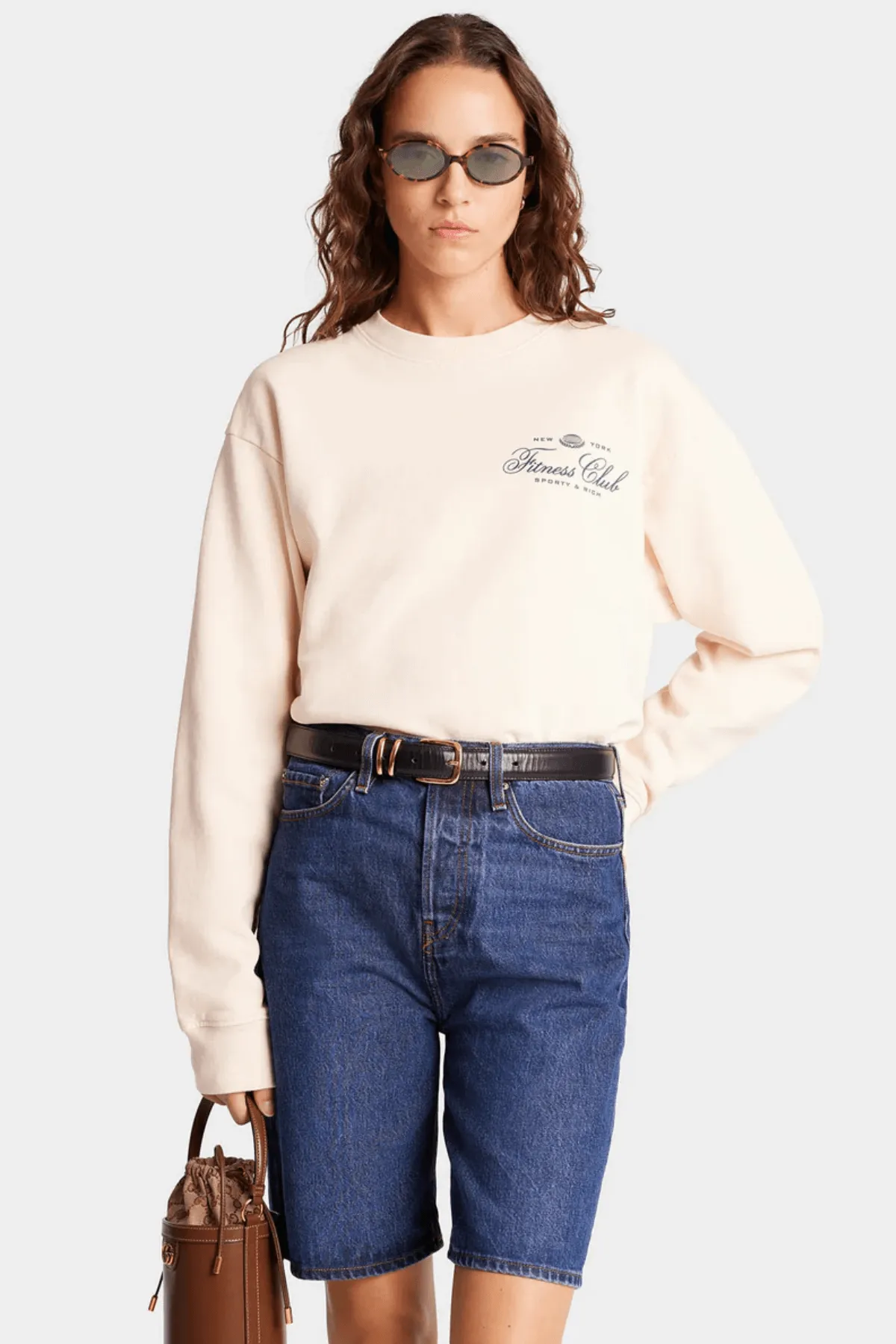 Womens Sporty & Rich Sporty & Rich Fitness World Crewneck - Cream/ Alpine