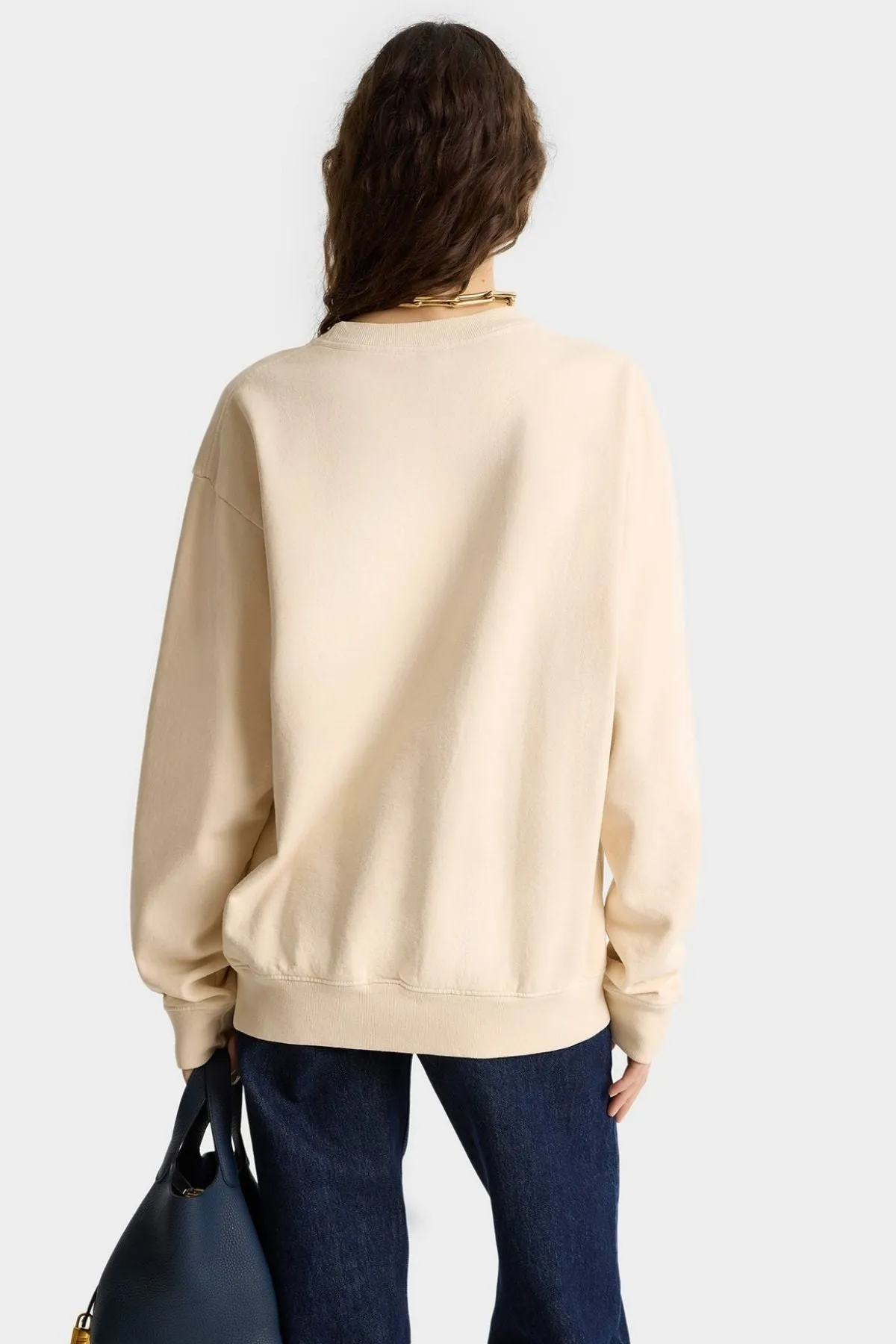 Womens Sporty & Rich Sporty & Rich H&W Crest Crewneck - Cream