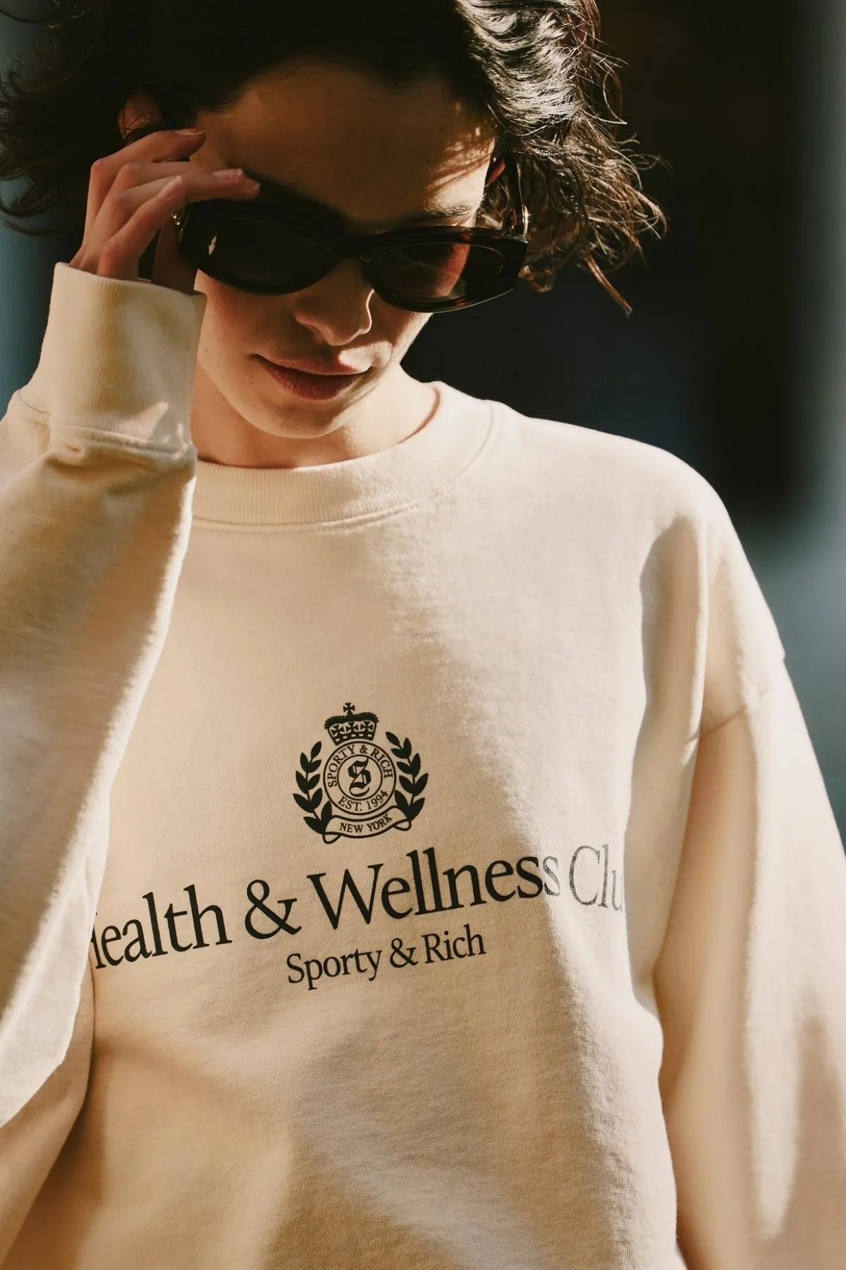 Womens Sporty & Rich Sporty & Rich H&W Crest Crewneck - Cream