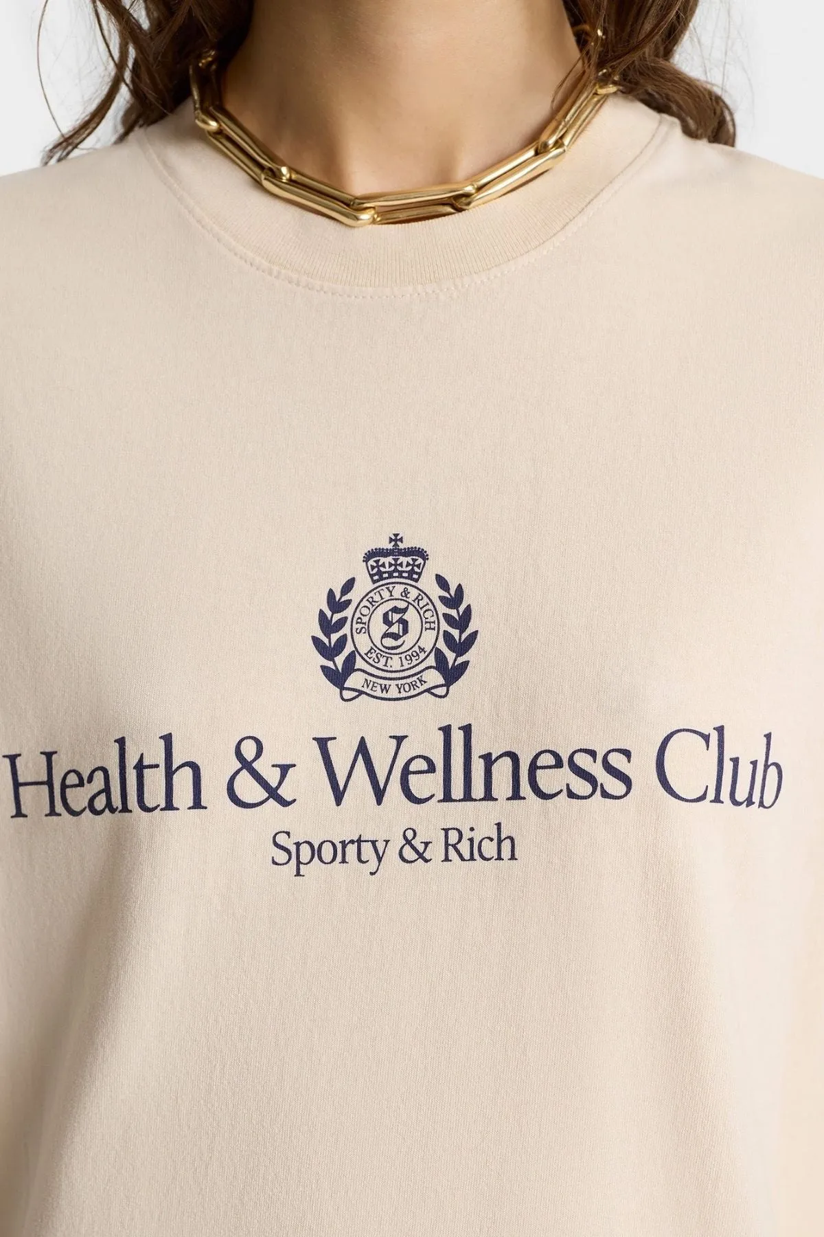 Womens Sporty & Rich Sporty & Rich H&W Crest T-Shirt - Cream