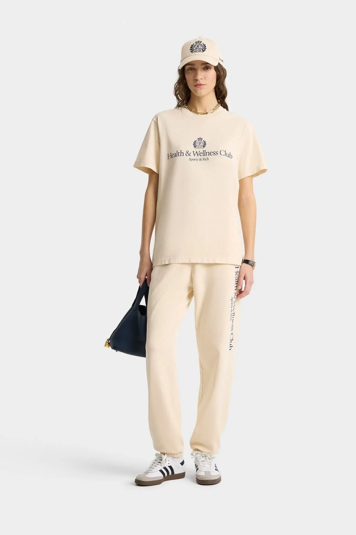 Womens Sporty & Rich Sporty & Rich H&W Crest T-Shirt - Cream