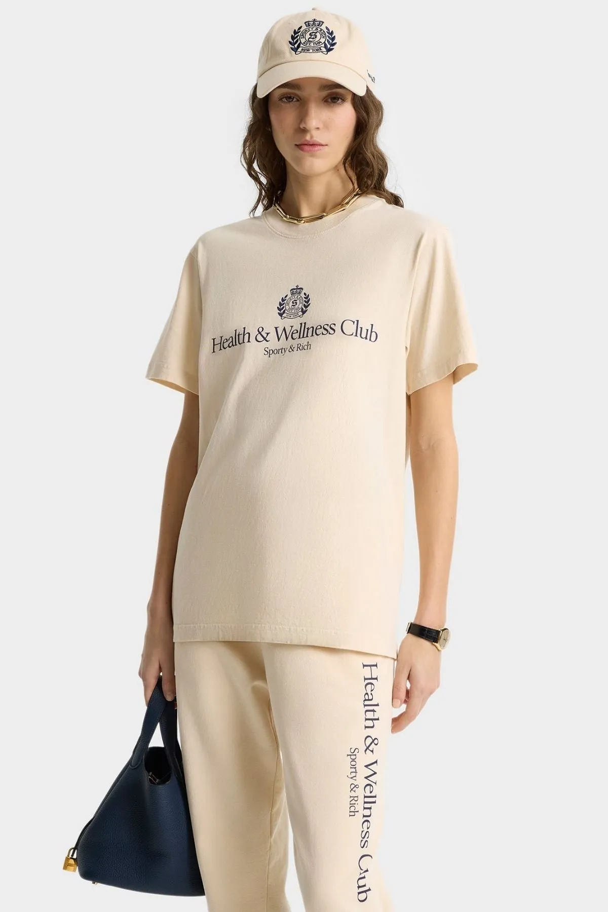 Womens Sporty & Rich Sporty & Rich H&W Crest T-Shirt - Cream