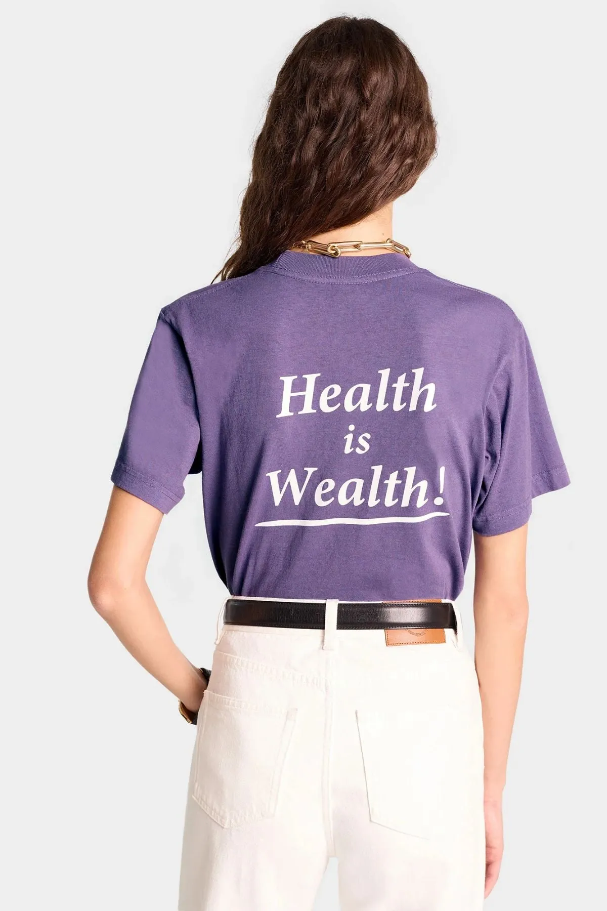 Womens Sporty & Rich Sporty & Rich Health Is Wealth T-Shirt - Dusty Grape/ White