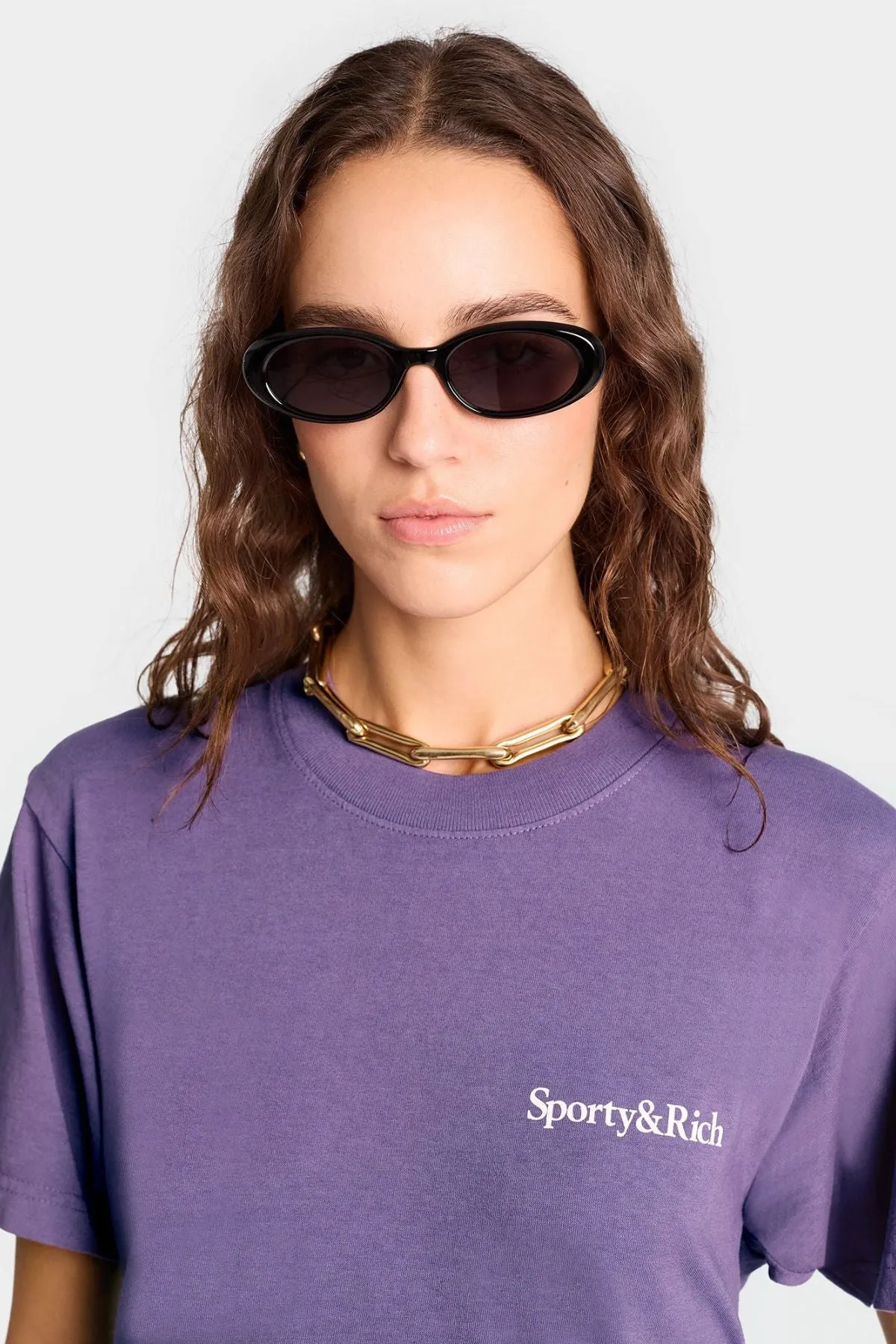 Womens Sporty & Rich Sporty & Rich Health Is Wealth T-Shirt - Dusty Grape/ White