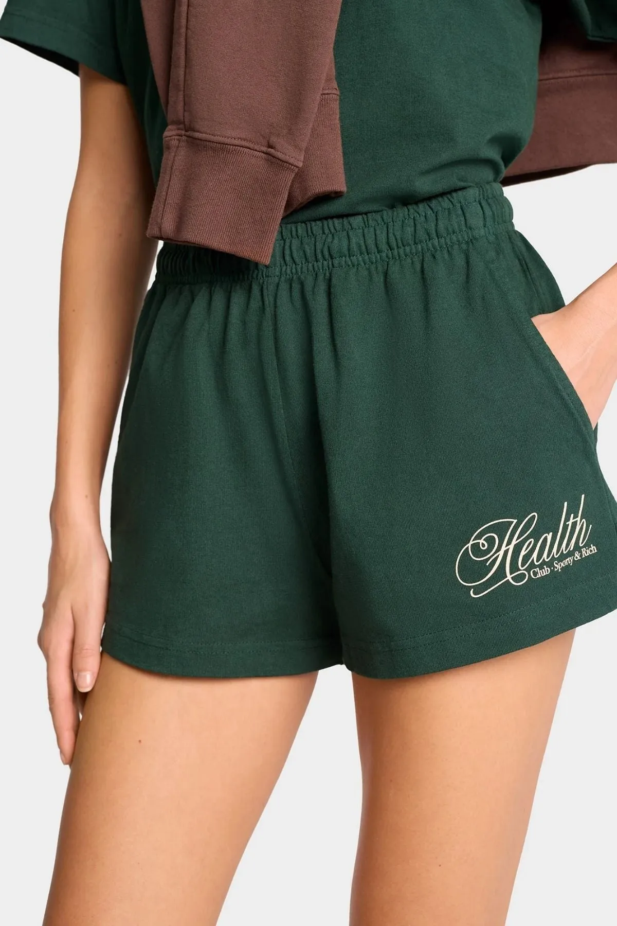Womens Sporty & Rich Sporty & Rich Health Script Disco Short - Forest/ Cream