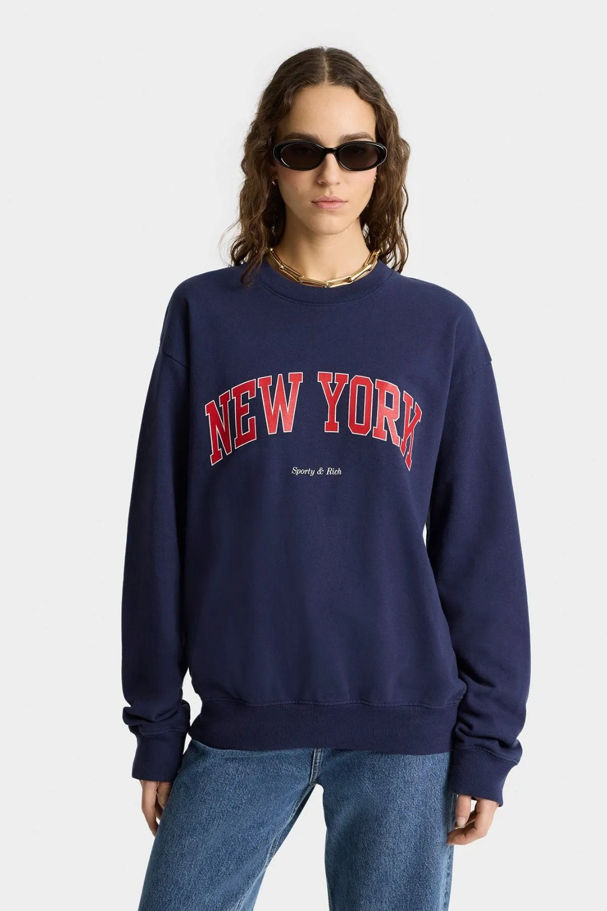 Womens Sporty & Rich Sporty & Rich New York Ivy Crewneck - Dark Navy