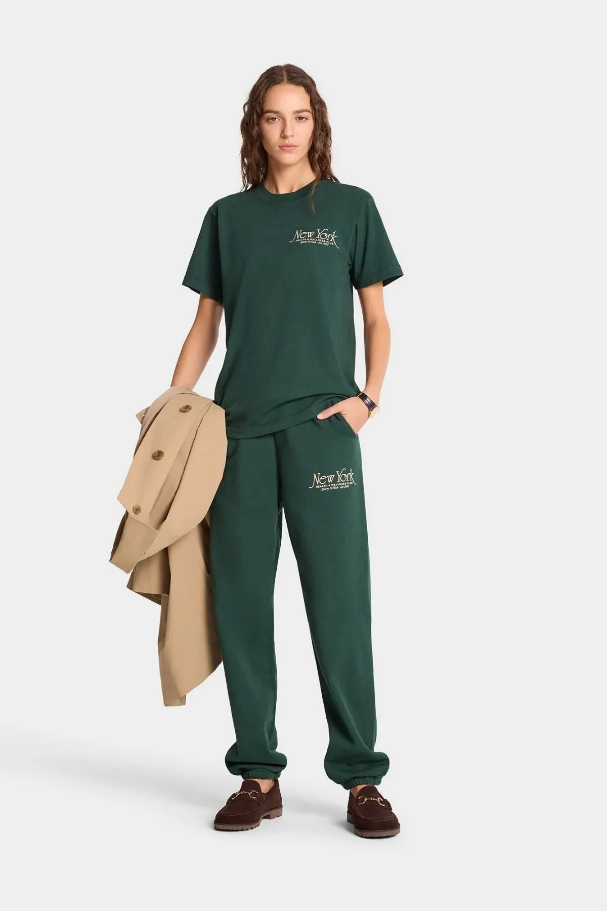 Womens Sporty & Rich Sporty & Rich NY 94 Sweatpant - Forest/ Cream