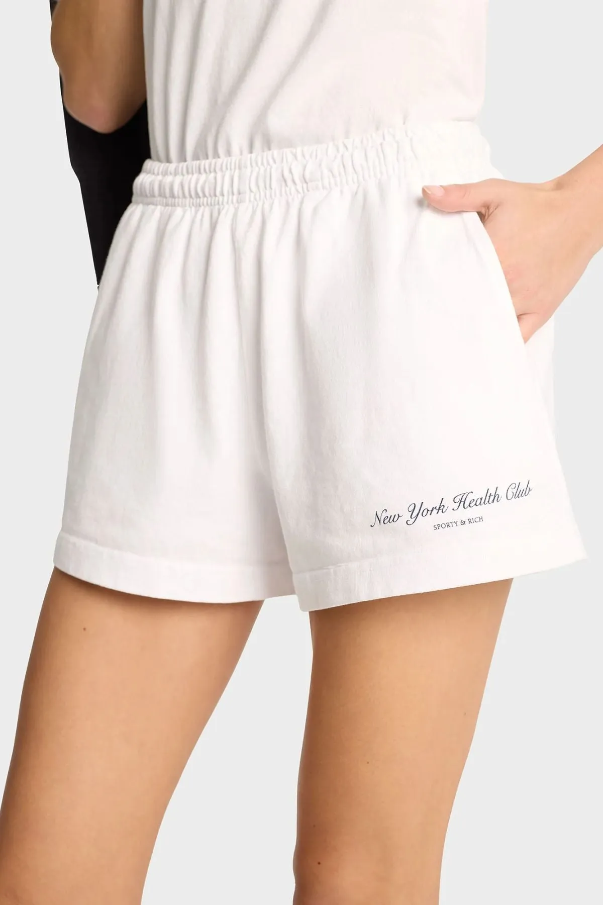 Womens Sporty & Rich Sporty & Rich NY Health Club Disco Shorts - White/ Navy