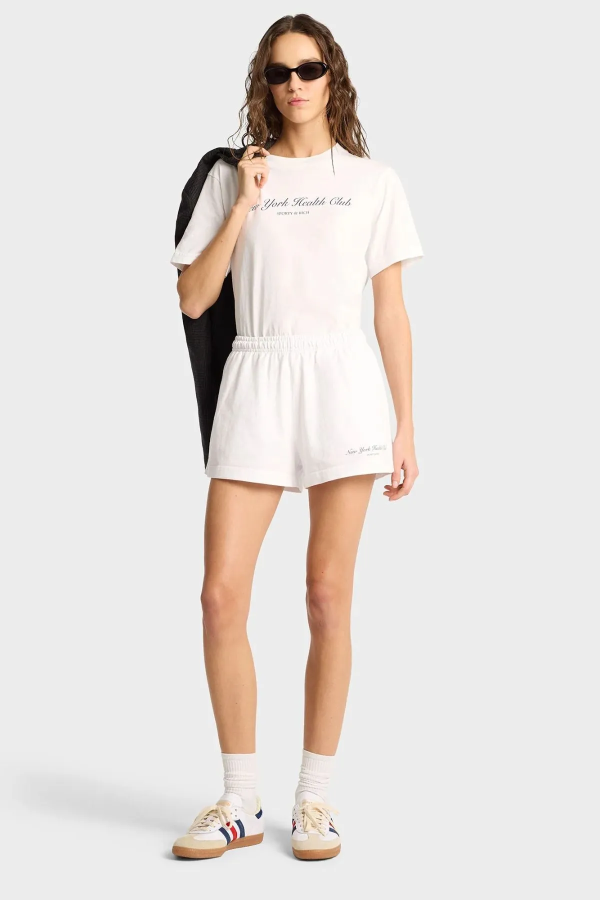 Womens Sporty & Rich Sporty & Rich NY Health Club Disco Shorts - White/ Navy