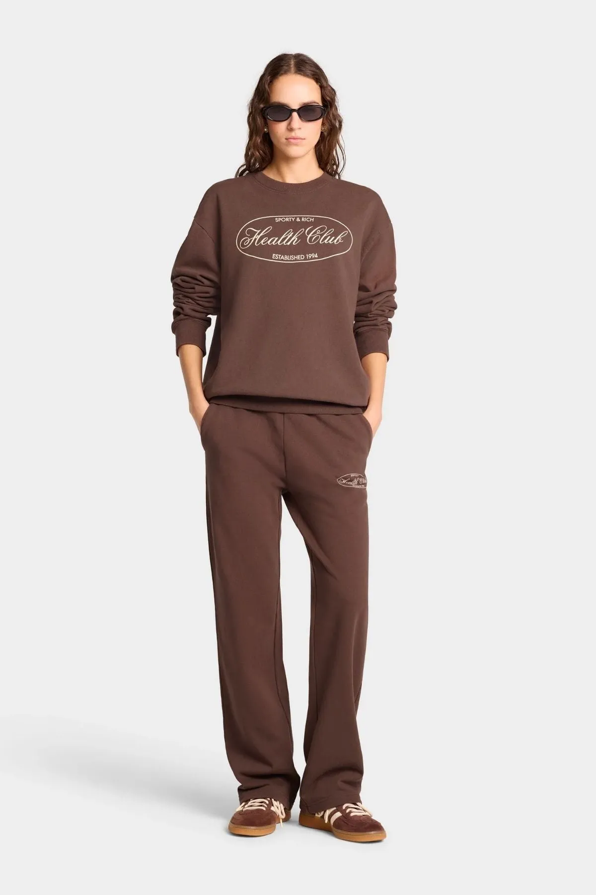 Womens Sporty & Rich Sporty & Rich Oval Health Sweatpant - Chocolate/ Cream