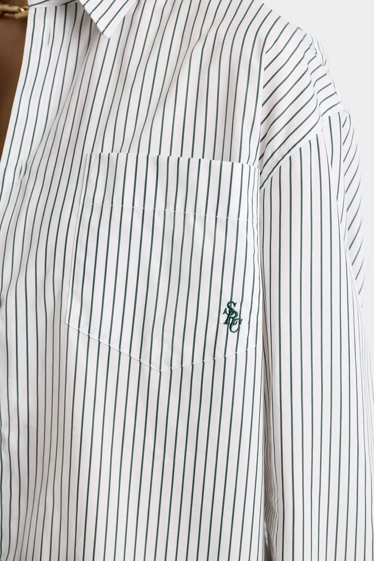 Womens Sporty & Rich Sporty & Rich Oversized Shirt - Forest Striped
