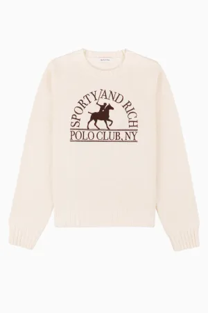 Womens Sporty & Rich Sporty & Rich Polo Club Knitted Sweater - Cream