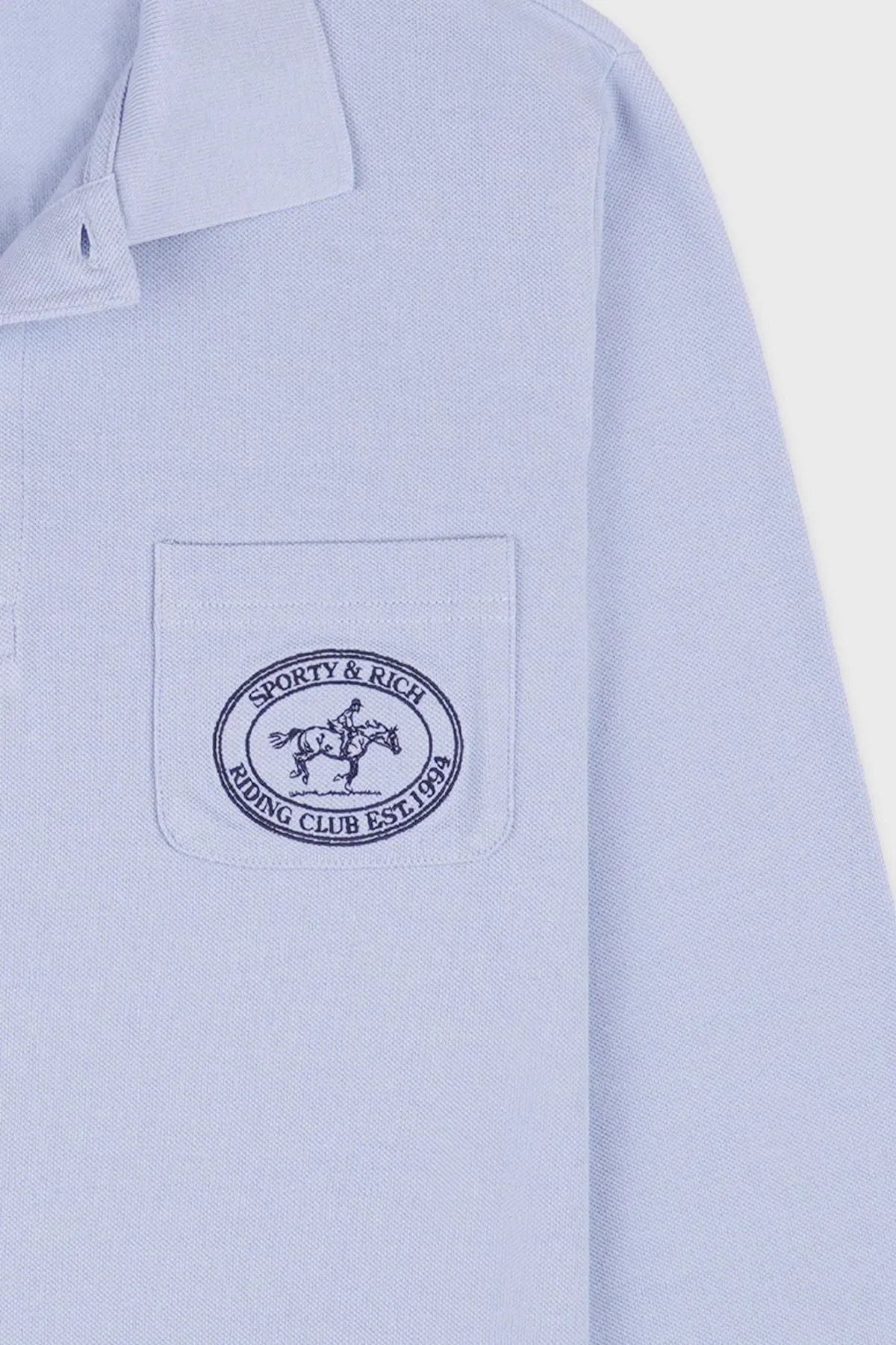 Womens Sporty & Rich Sporty & Rich Riding Club Pique Polo - Washed Hydrangea