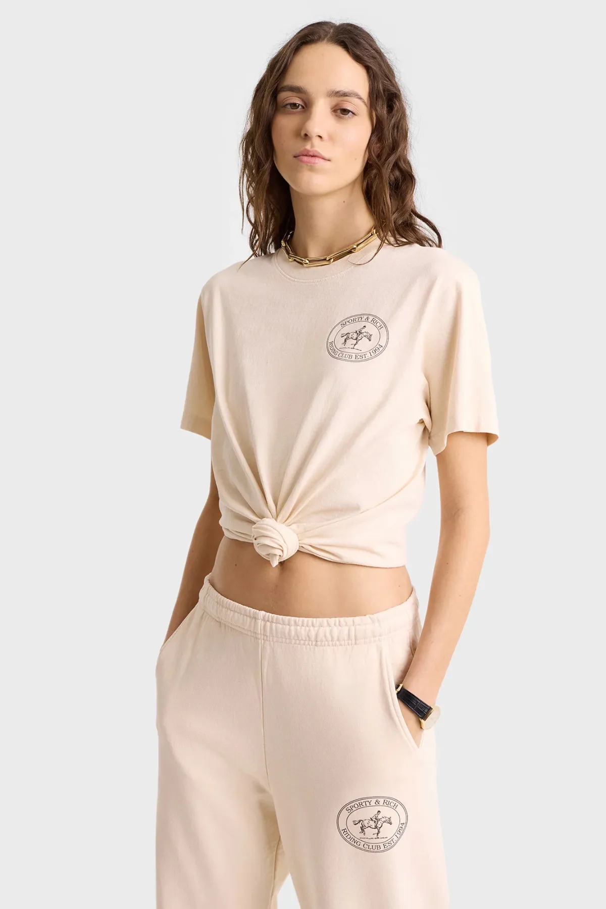 Womens Sporty & Rich Sporty & Rich Riding Club Sweatpant - Cream