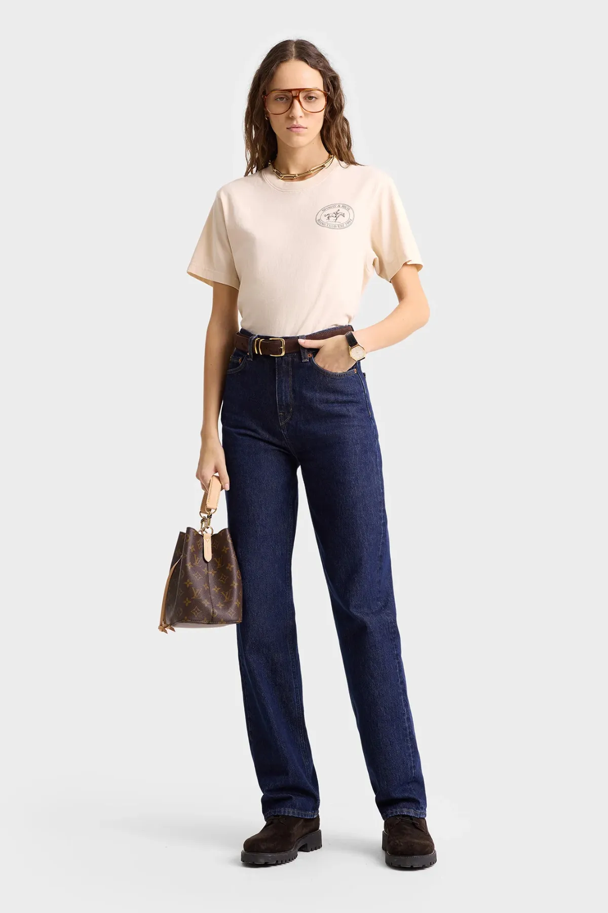 Womens Sporty & Rich Sporty & Rich Riding Club T-Shirt - Cream